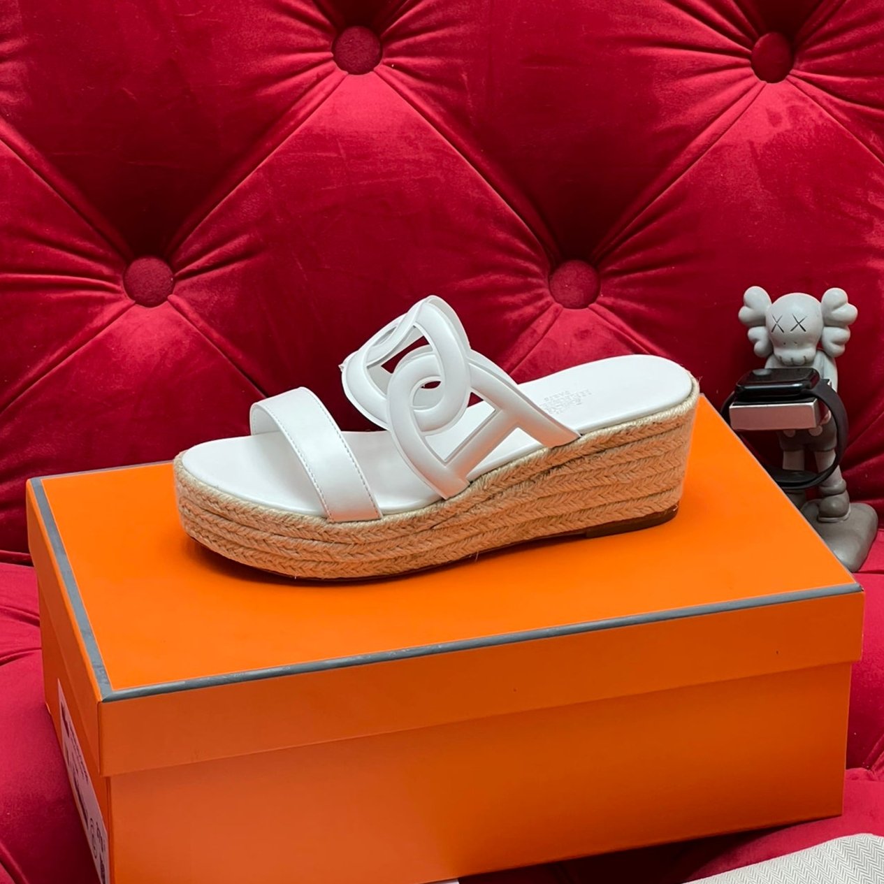 HM Lthea Espadrille White Calfskin And Jute Rope 969494