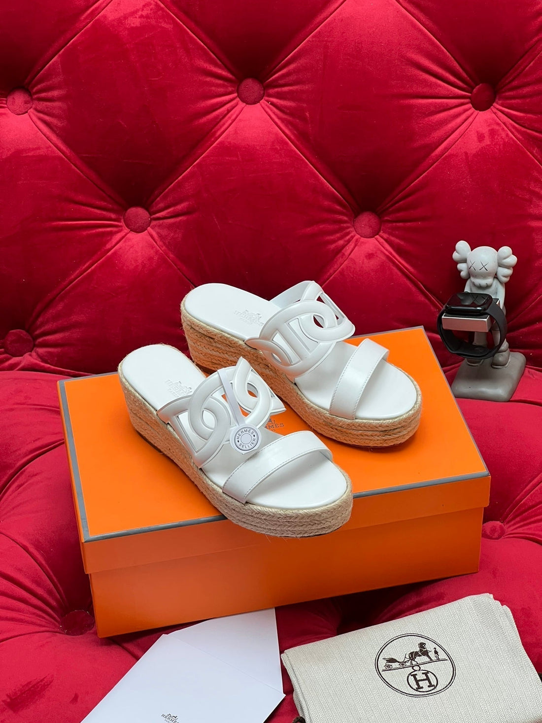 HM Lthea Espadrille White Calfskin And Jute Rope 969494