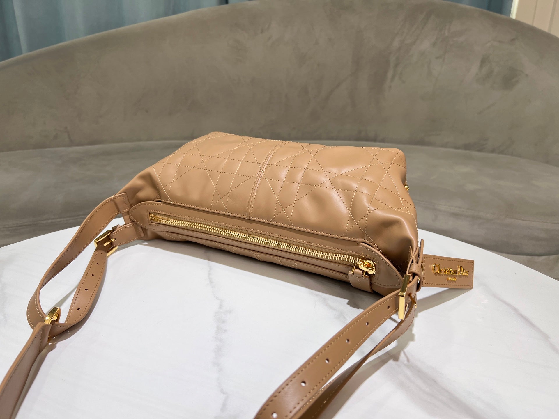 CD  Hobo Bag 23 With Chain Nude Pink-Beige Calfskin