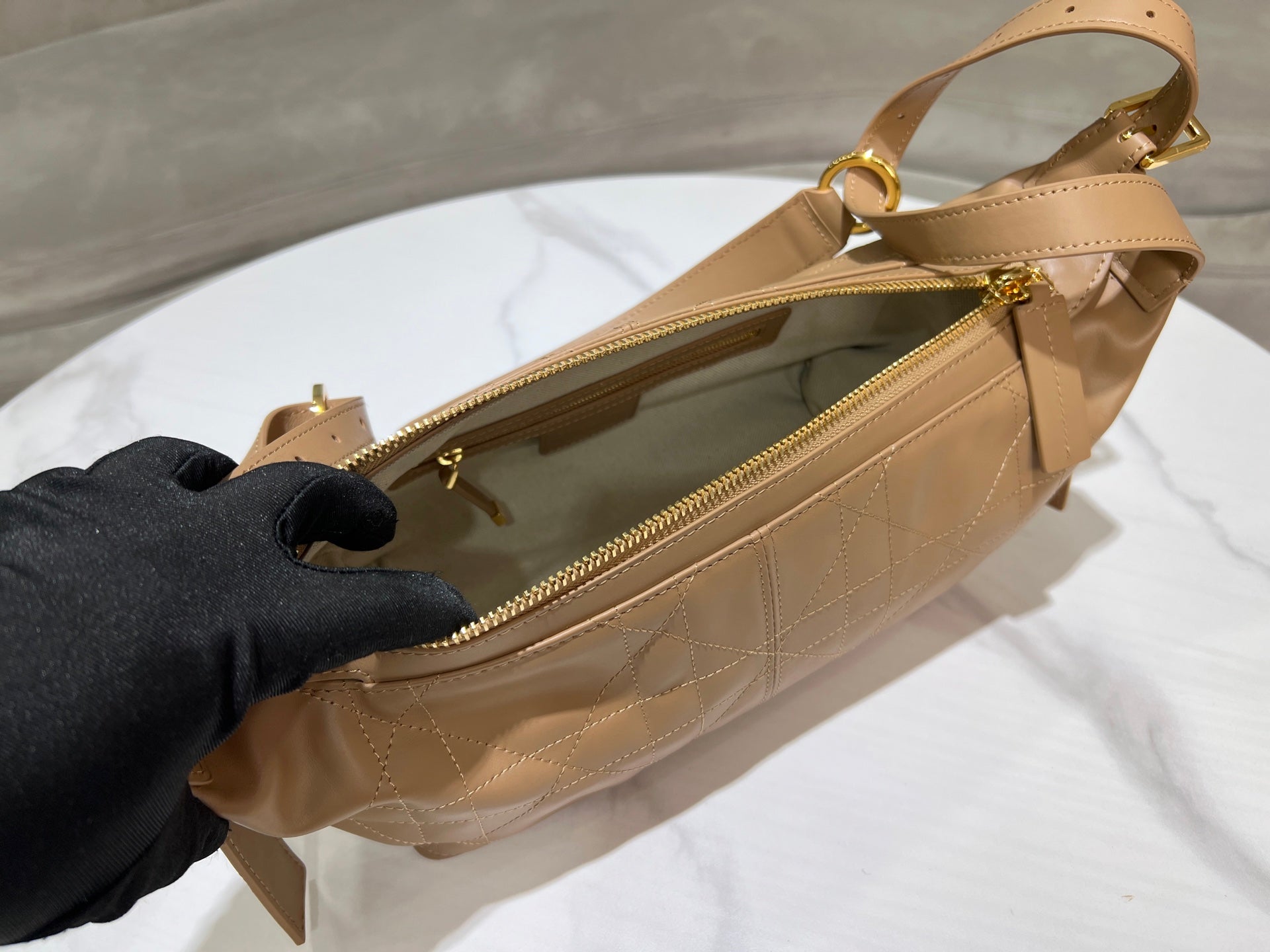 CD  Hobo Bag 23 With Chain Nude Pink-Beige Calfskin