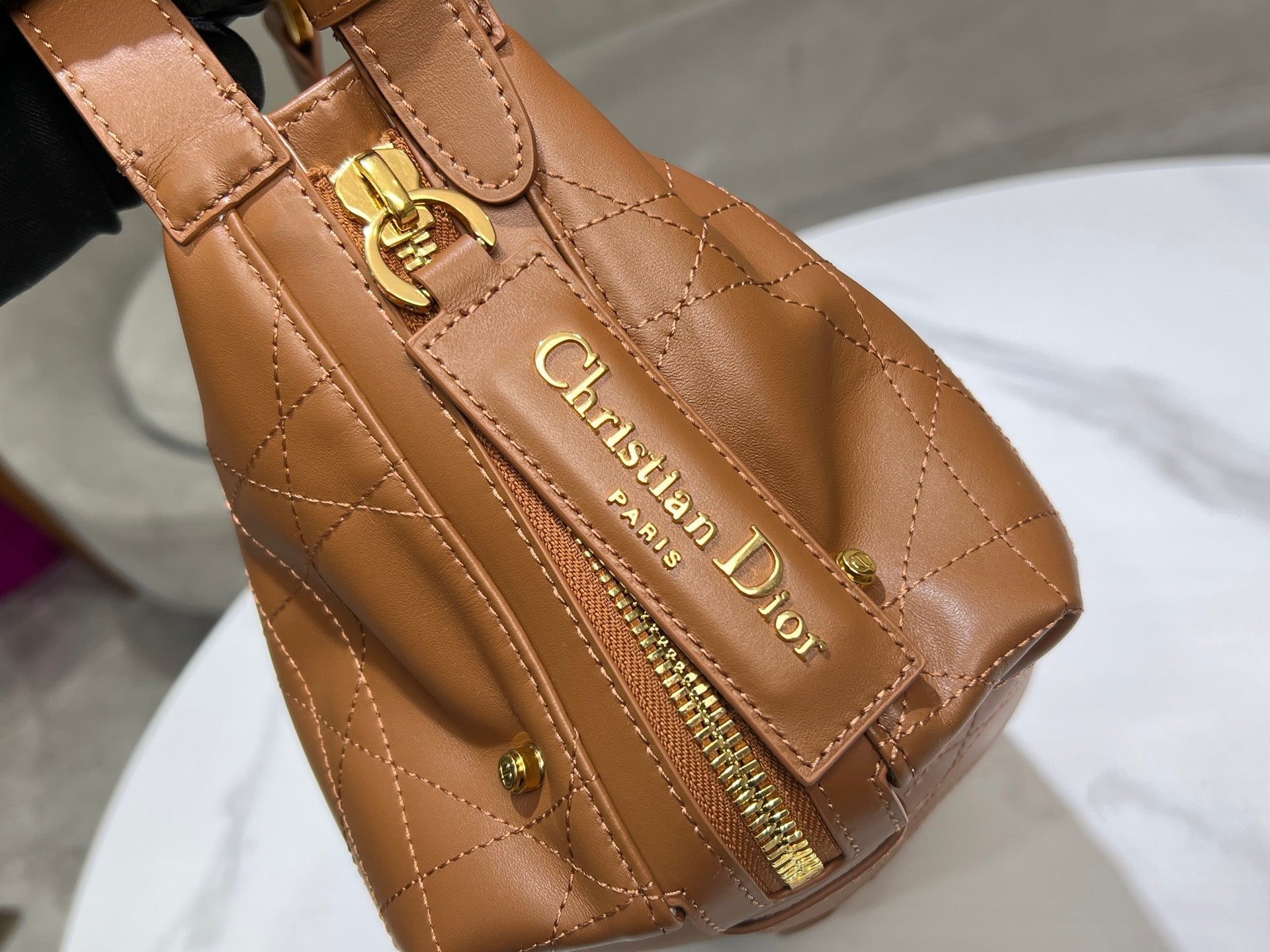 CD  Hobo Bag 23 With Chain Brown Calfskin