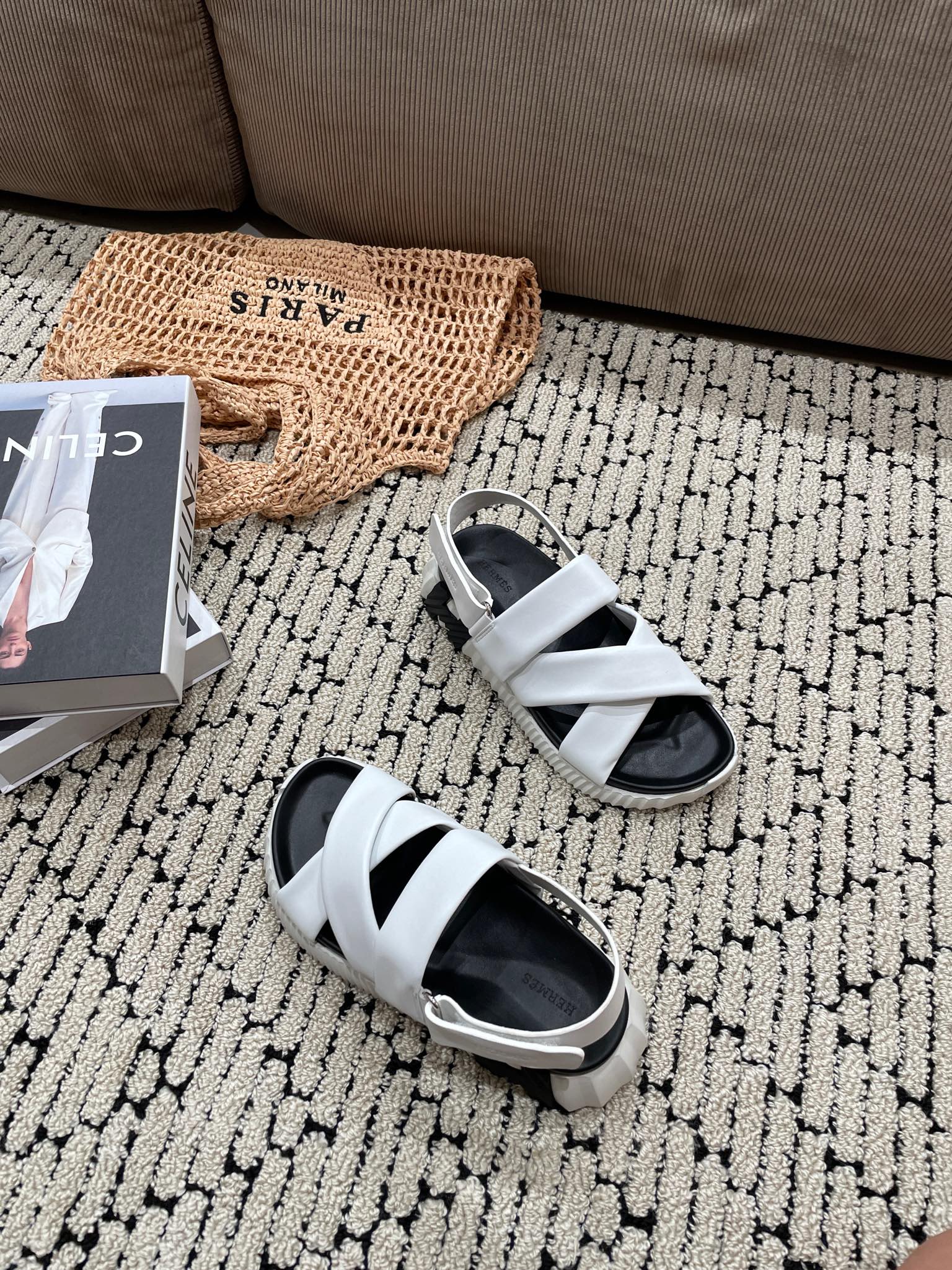 ELECTRIC SANDAL BLACK MIX WHITE CALFSKIN