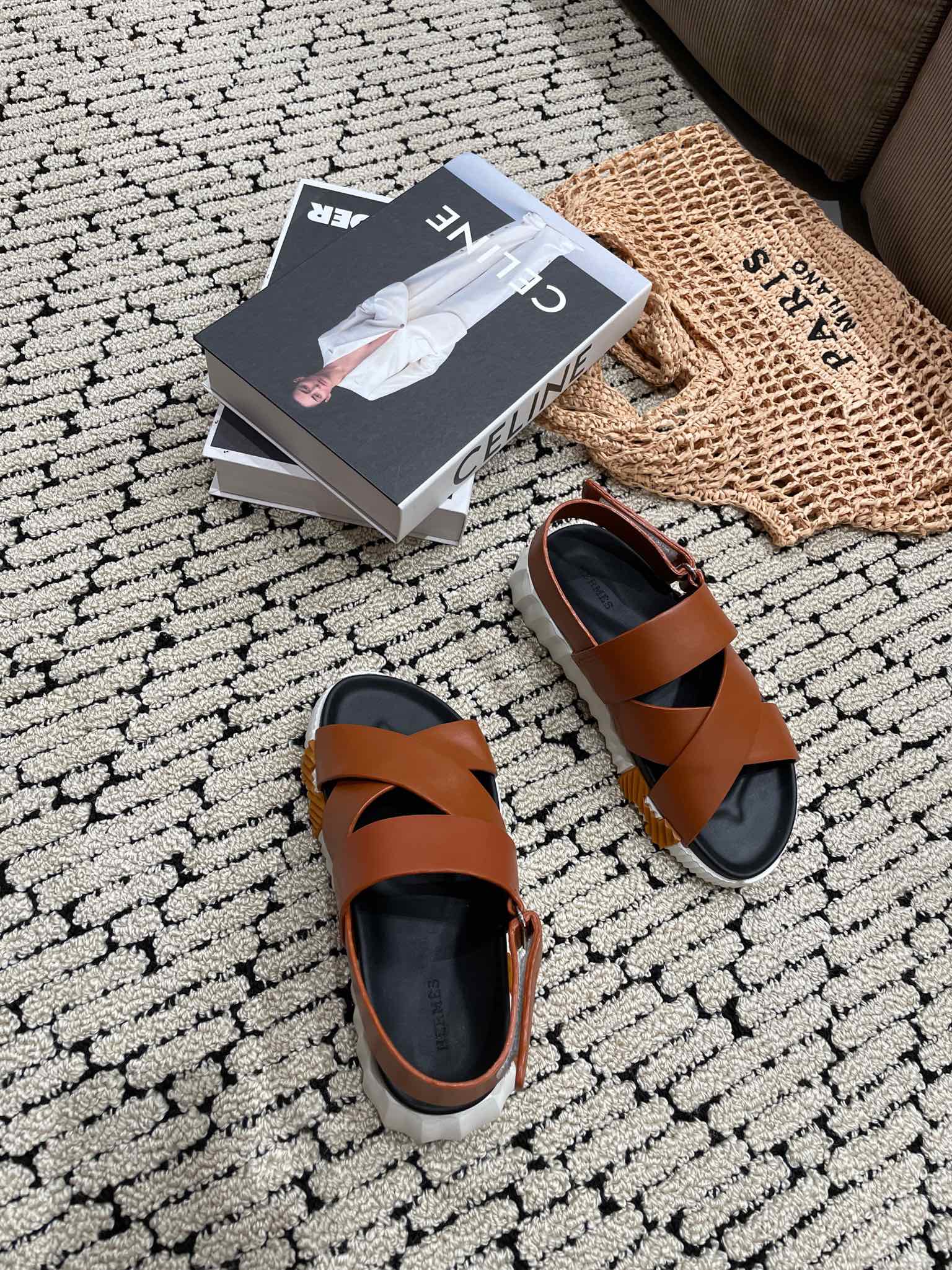 ELECTRIC SANDAL BLACK MIX CARAMEL CALFSKIN