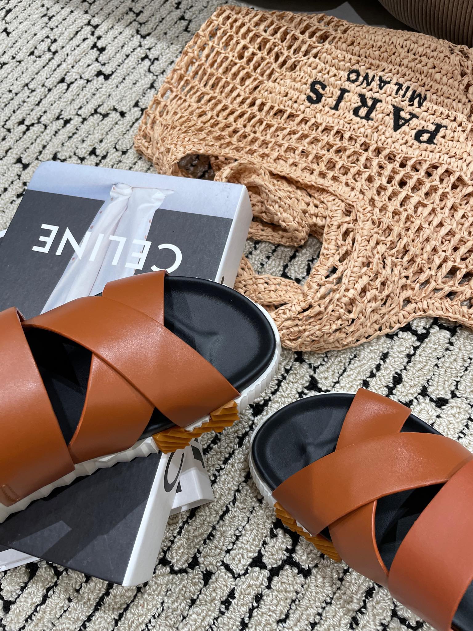 ELECTRIC SANDAL BLACK MIX CARAMEL CALFSKIN