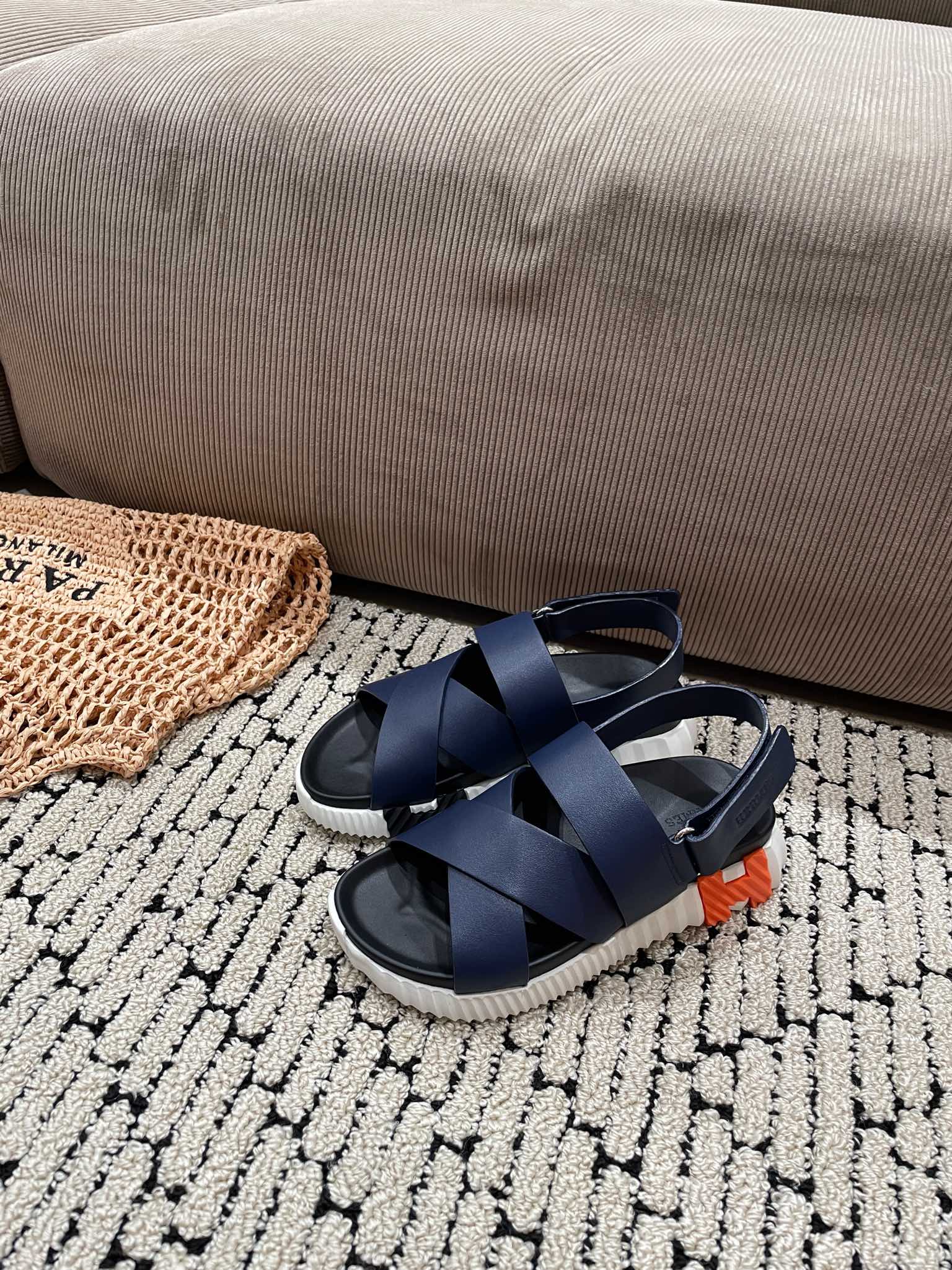 ELECTRIC SANDAL BLACK MIX NAVY CALFSKIN