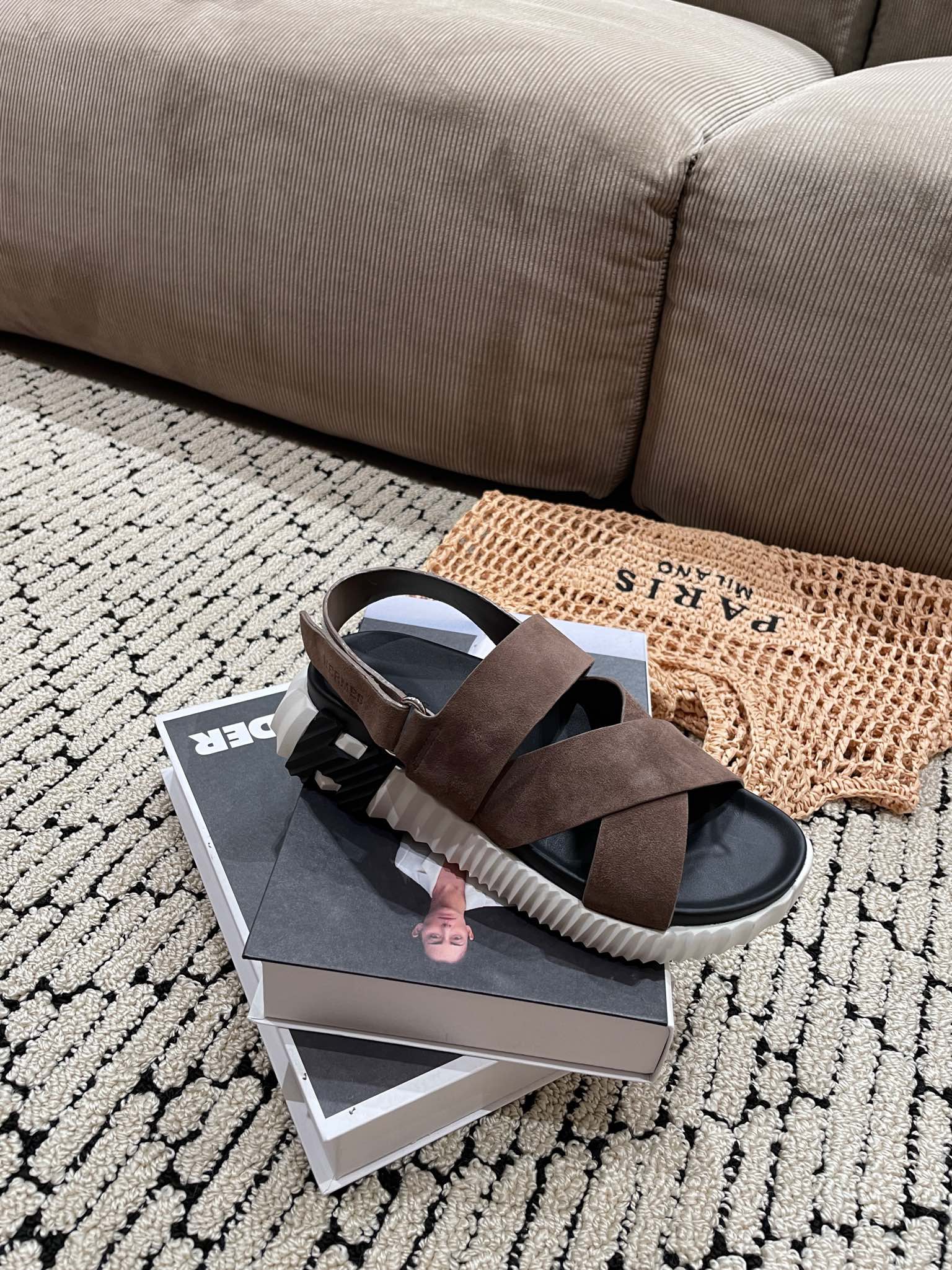 ELECTRIC SANDAL BLACK MIX BROWN SUEDE