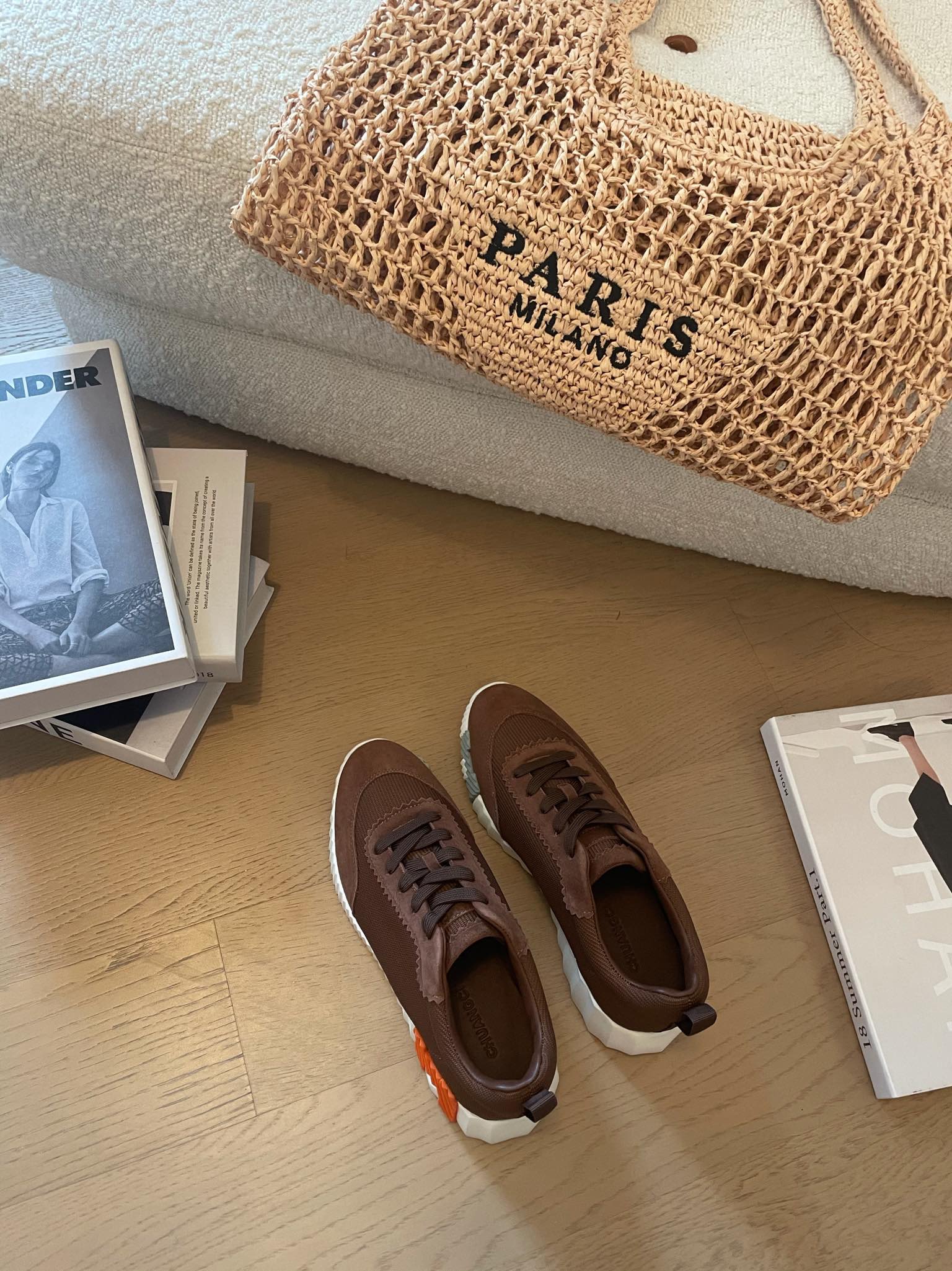 BOUNCING SNEAKERS BROWN CALFSKIN WITH BROWN LACES