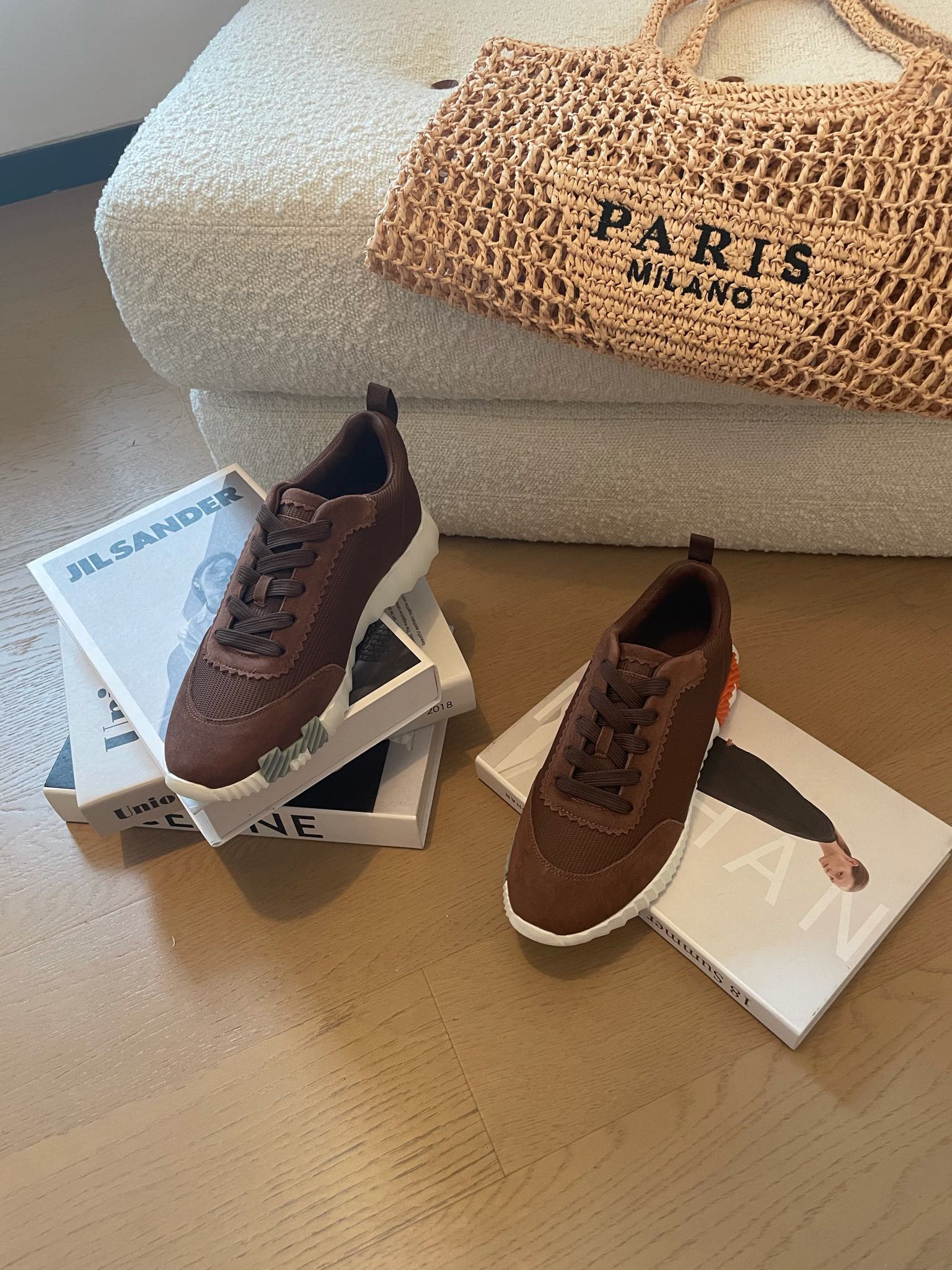 BOUNCING SNEAKERS BROWN CALFSKIN WITH BROWN LACES