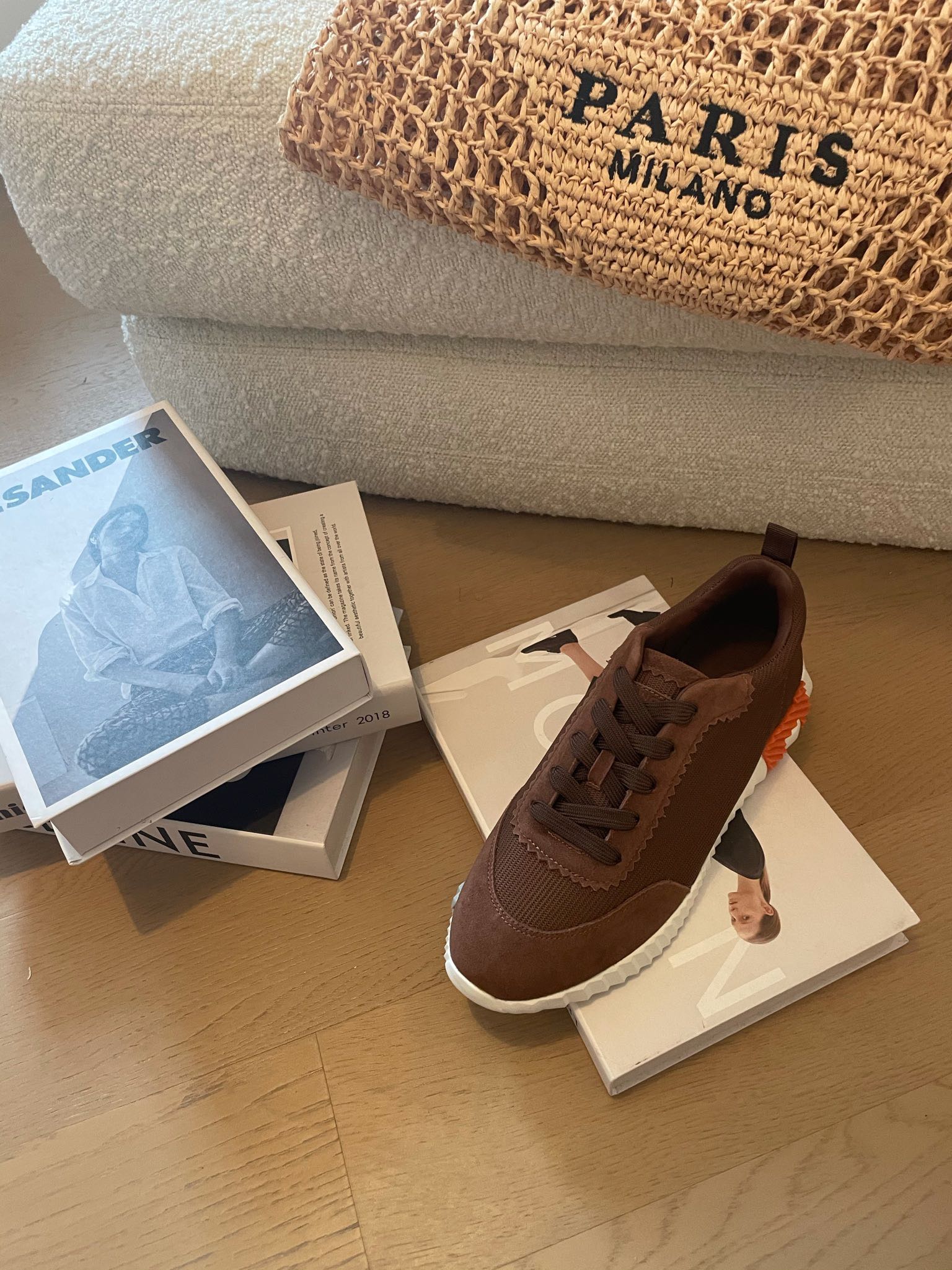 BOUNCING SNEAKERS BROWN CALFSKIN WITH BROWN LACES