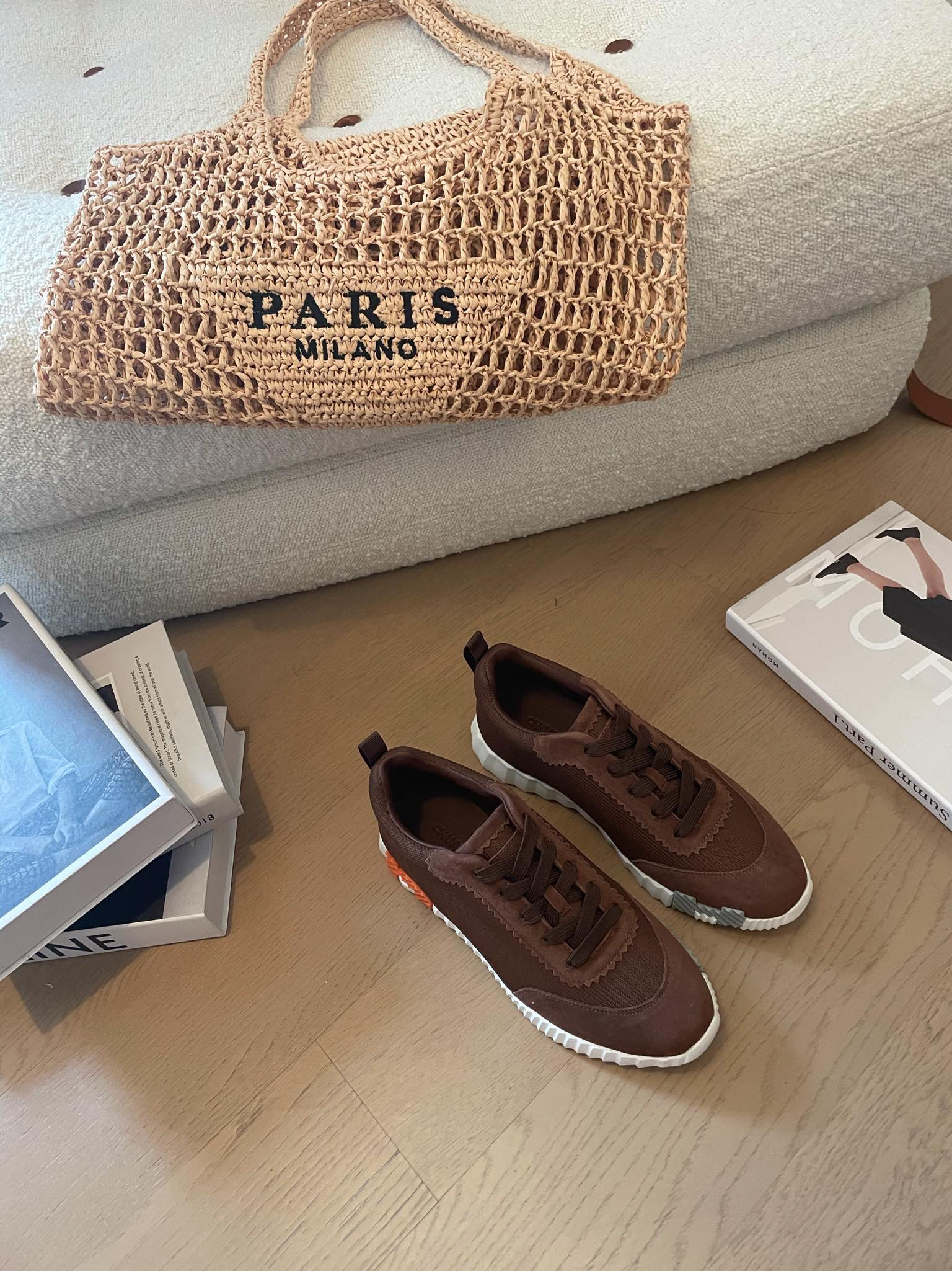 BOUNCING SNEAKERS BROWN CALFSKIN WITH BROWN LACES