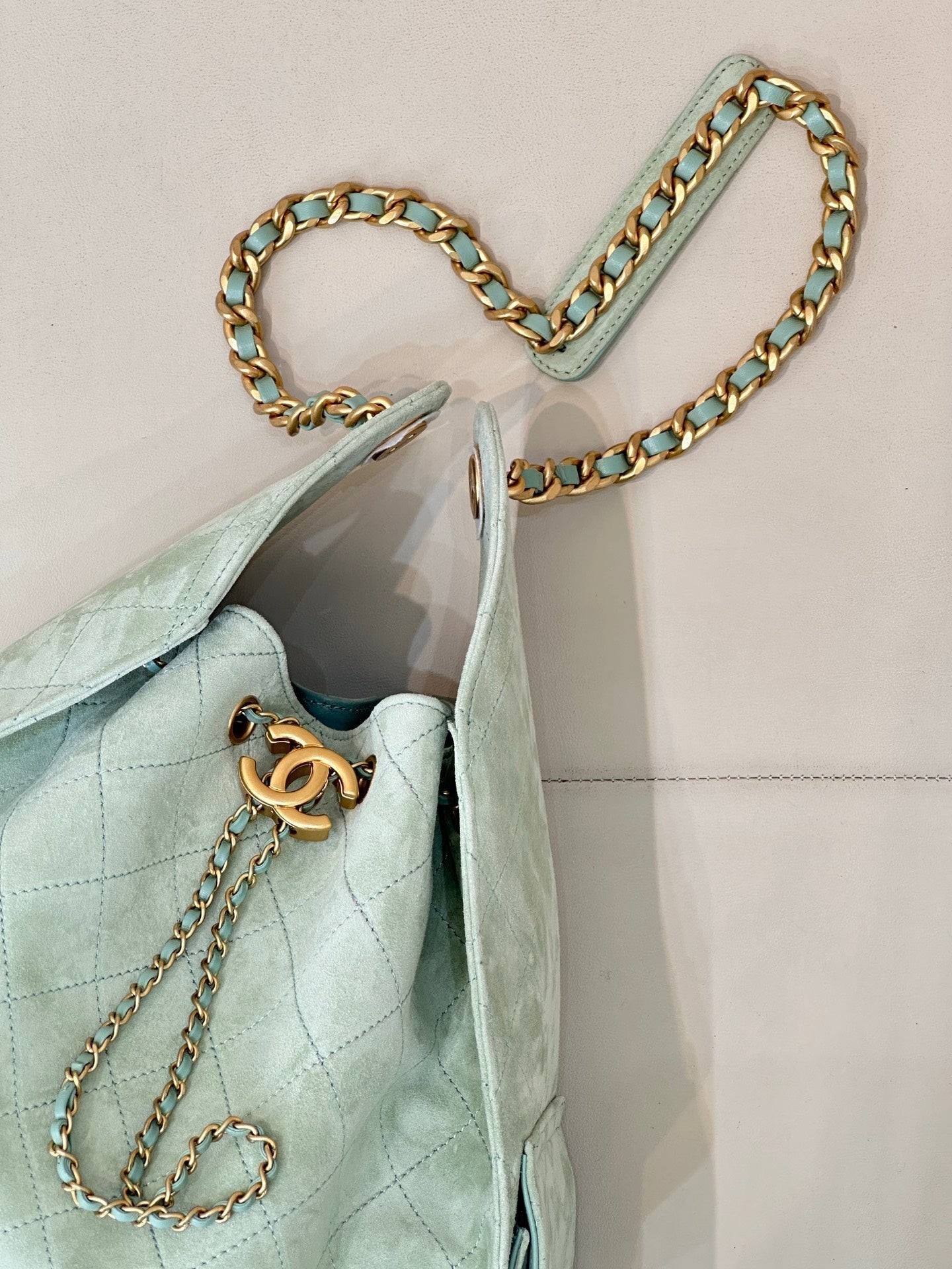 CC 25C Hobo Bags 40cm Light Green Suede