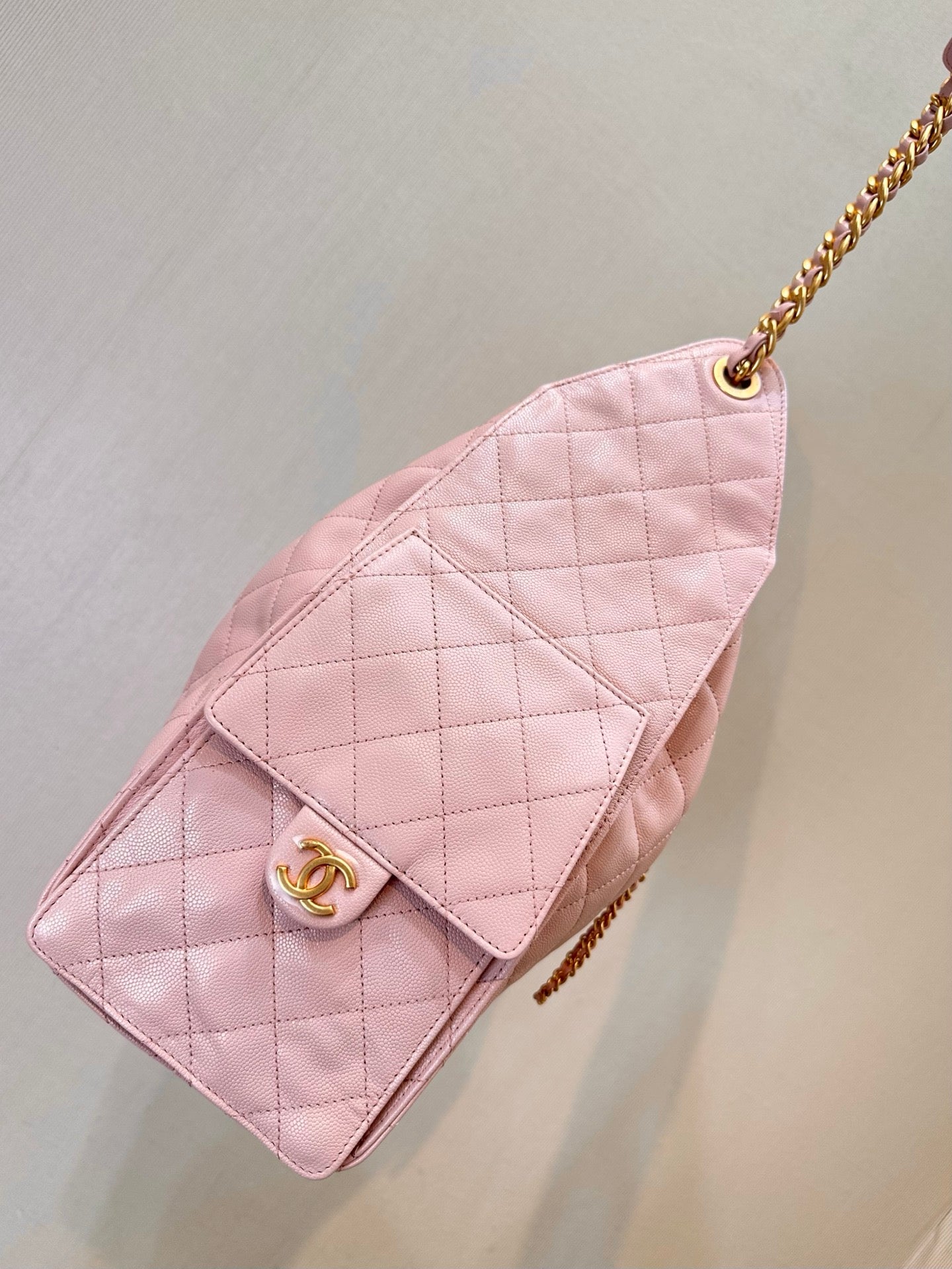 CC 25C Hobo Bags 40cm Pink Grained Calfskin
