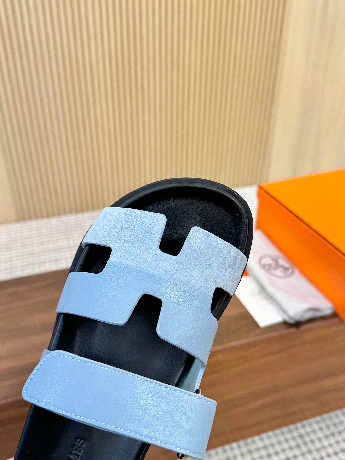 HM 2025 Chypre Sandals Blue Suede Calfskin 294385