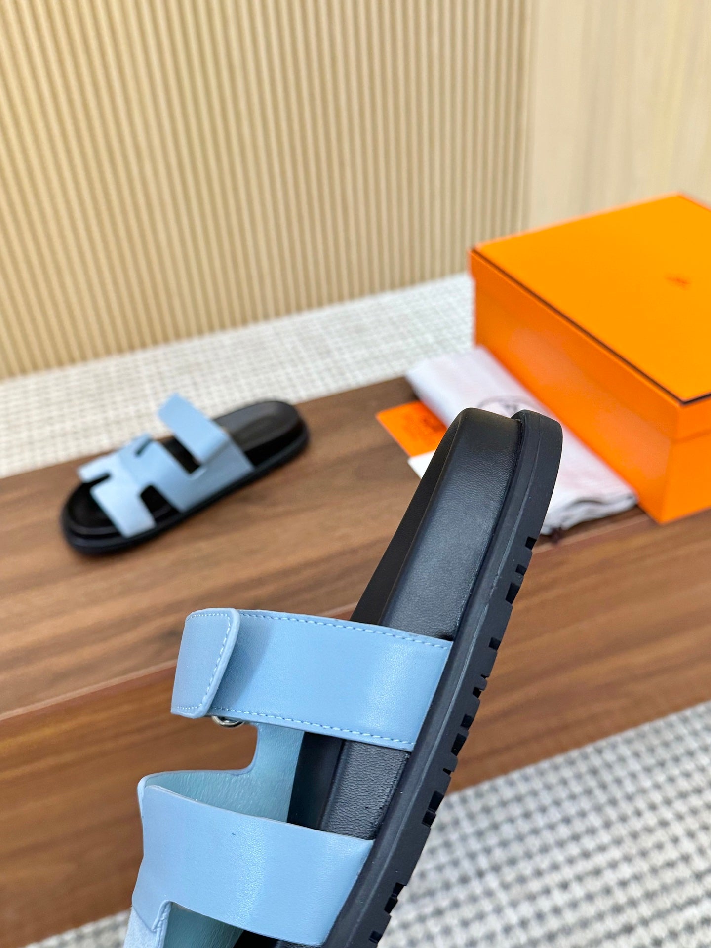 HM 2025 Chypre Sandals Blue Suede Calfskin 294385