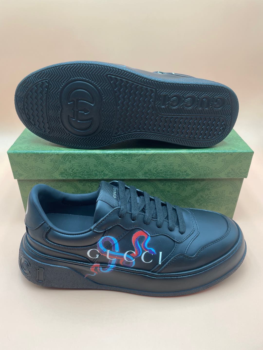 GG Men's Sneaker Black Cowhide 523544