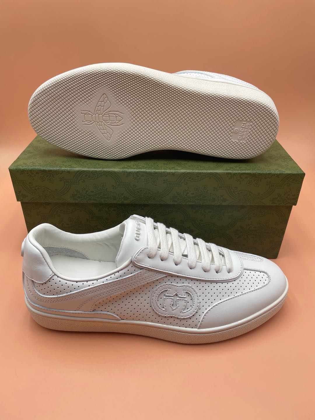 GG Men's G75 Sneaker White Cowhide 523545