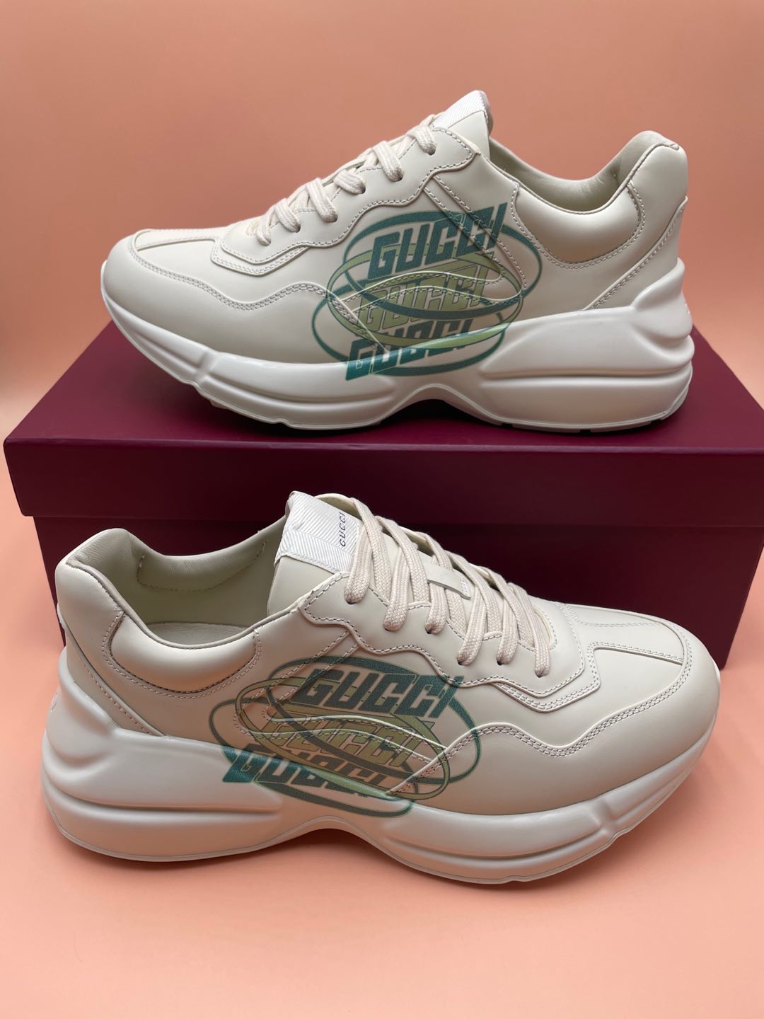 GG Men's Rhyton Sneaker Beige Sheepskin 523547