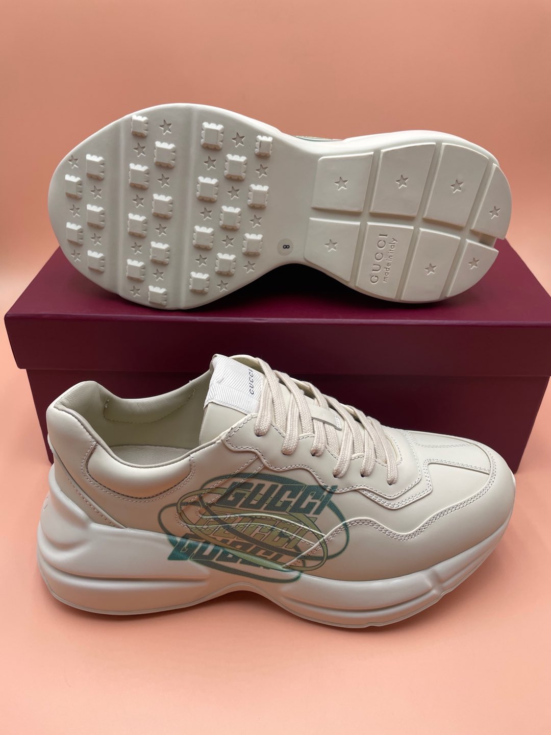 GG Men's Rhyton Sneaker Beige Sheepskin 523547