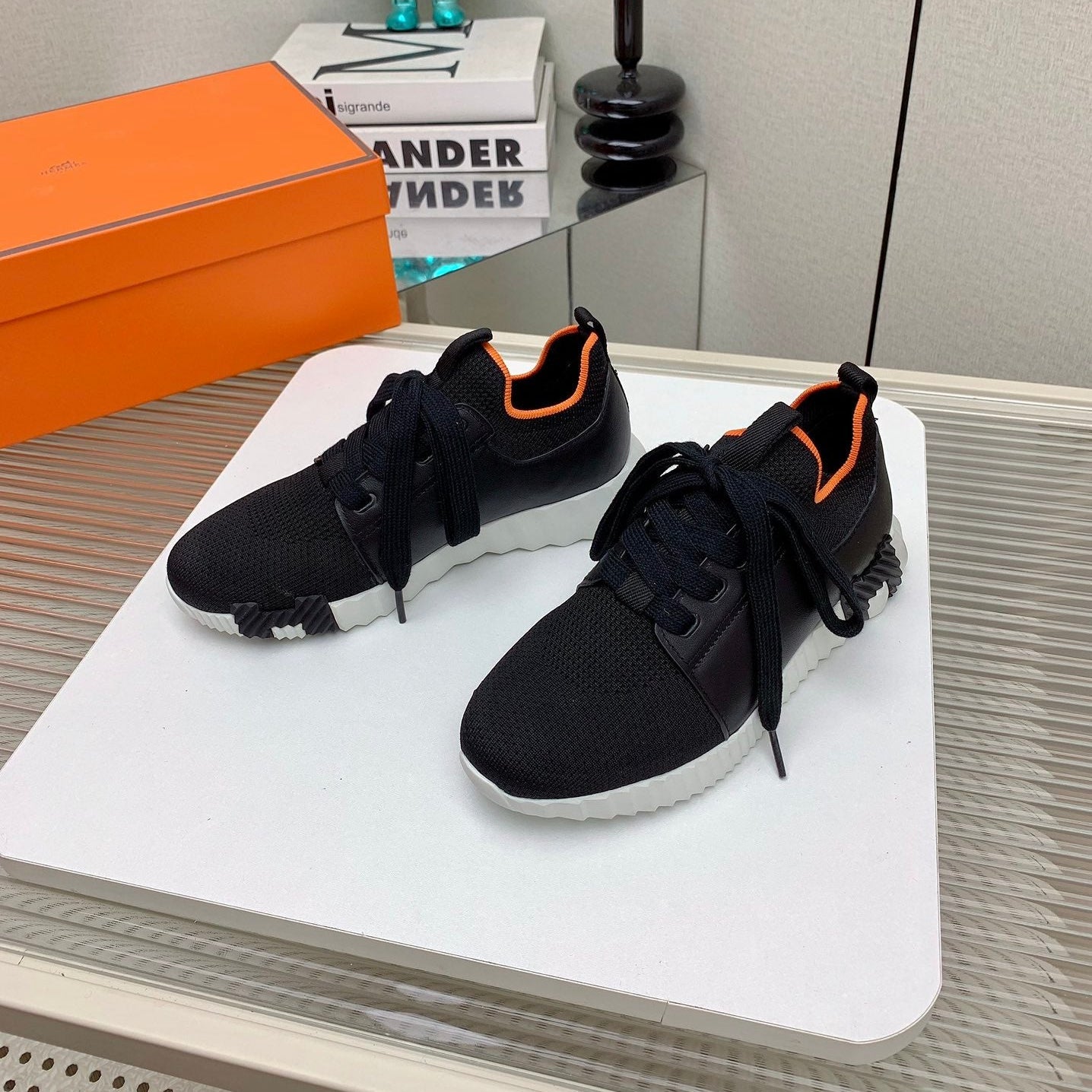 HM Depart Slip-on Sneaker In Black Woven Fabric 106328