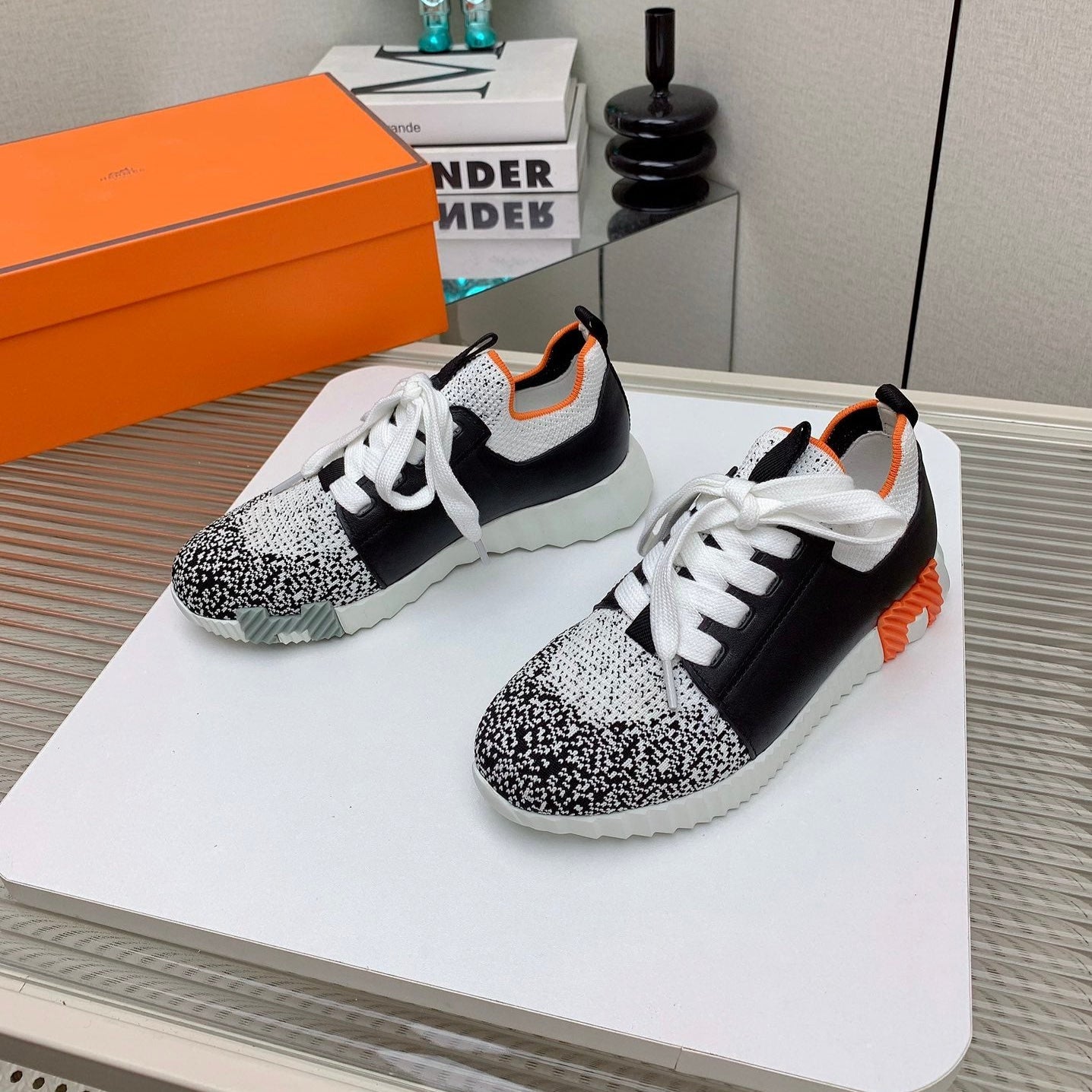 HM Depart Slip-on Sneaker In Black Omber Woven Fabric 106329