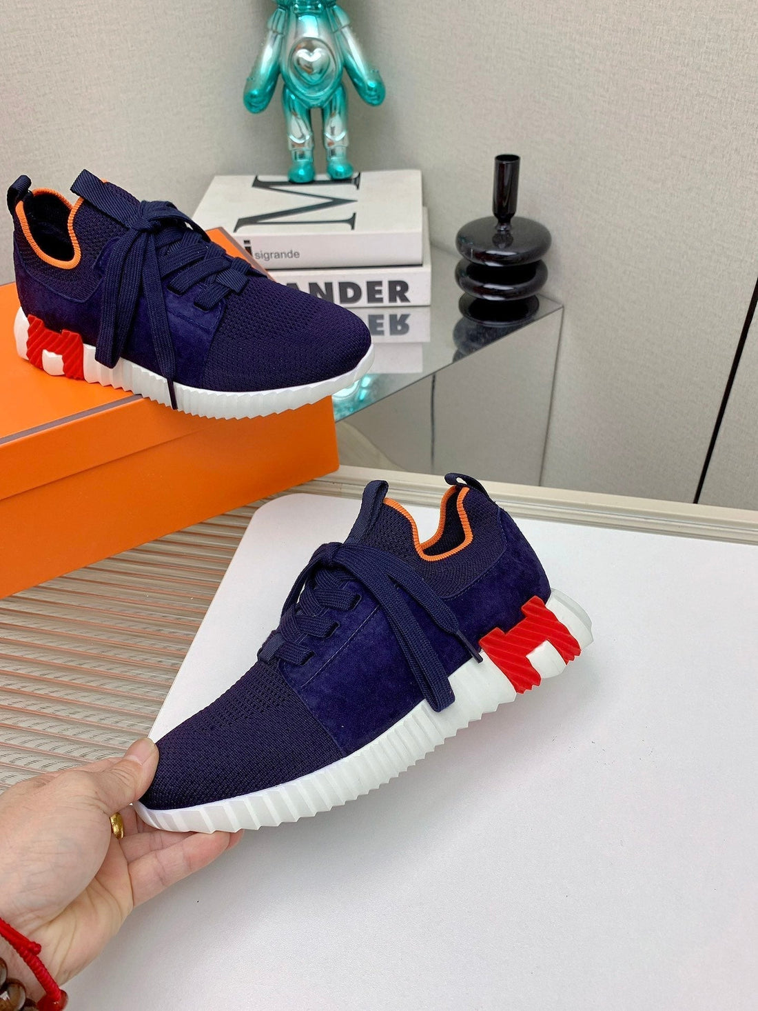 HM Depart Slip-on Sneaker In Navy Blue Woven Fabric 106330