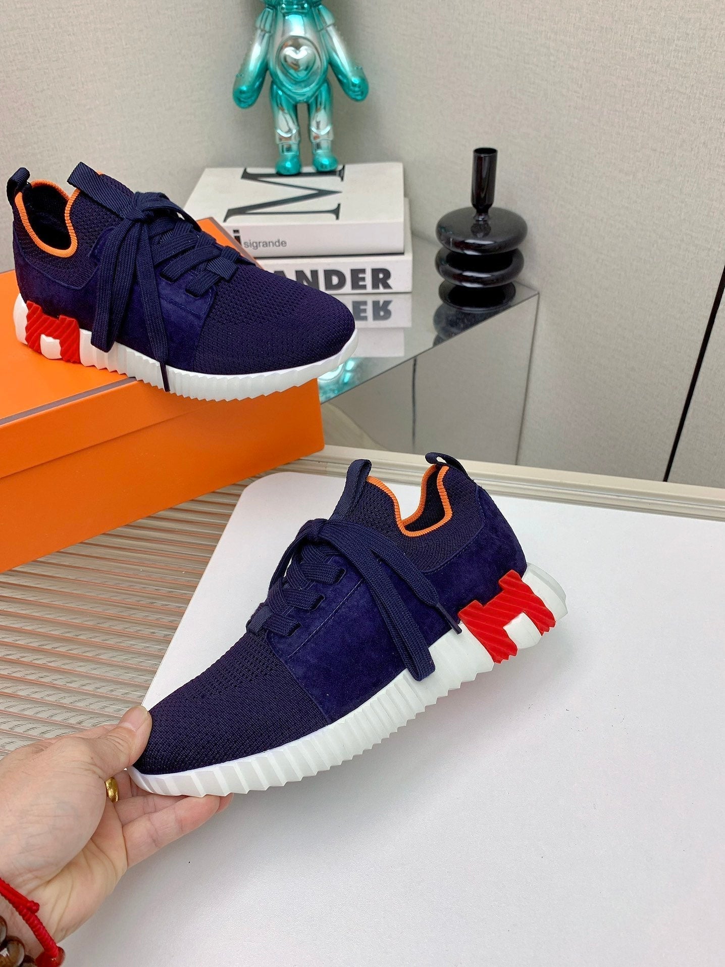 HM Depart Slip-on Sneaker In Navy Blue Woven Fabric 106330