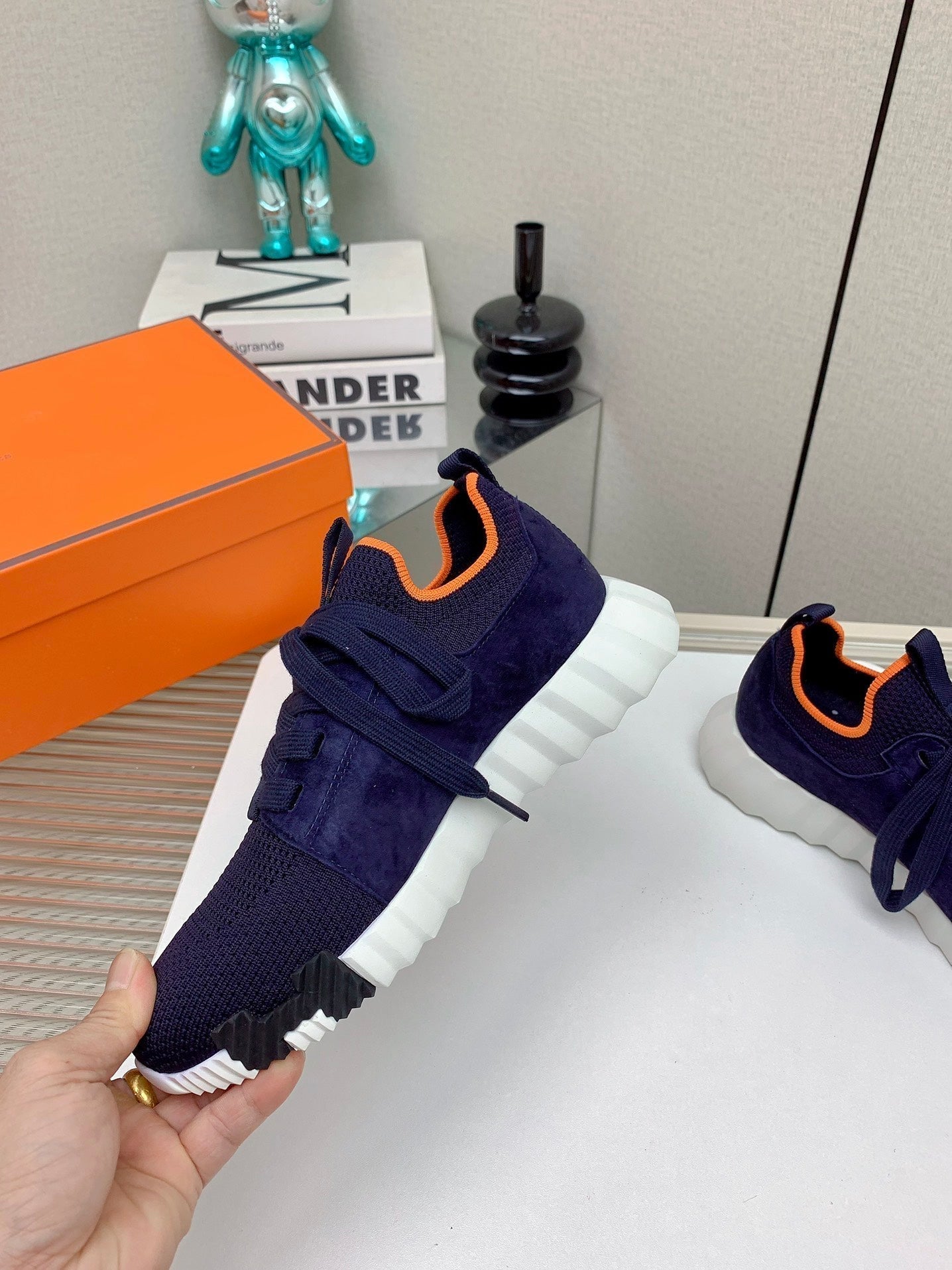 HM Depart Slip-on Sneaker In Navy Blue Woven Fabric 106330