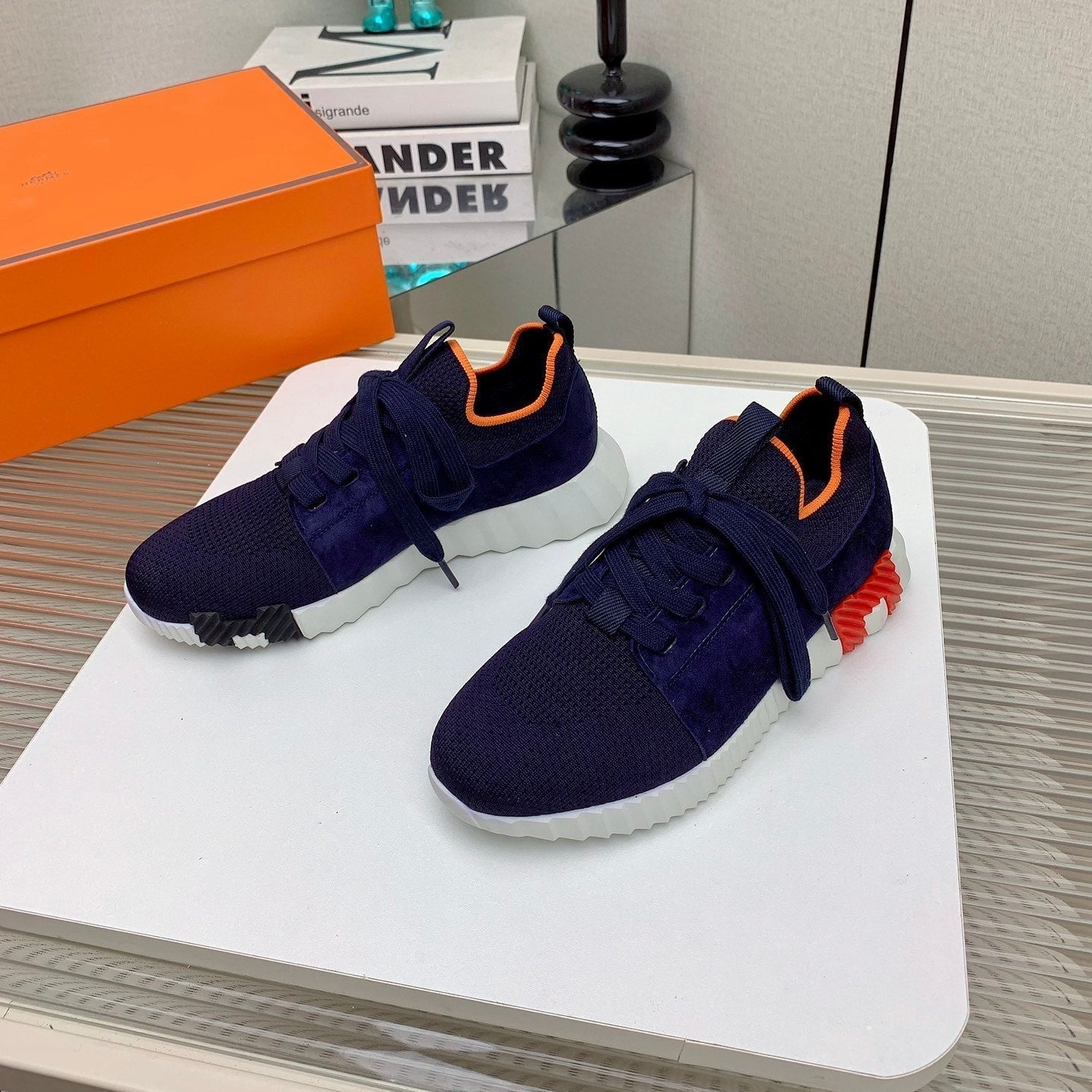 HM Depart Slip-on Sneaker In Navy Blue Woven Fabric 106330