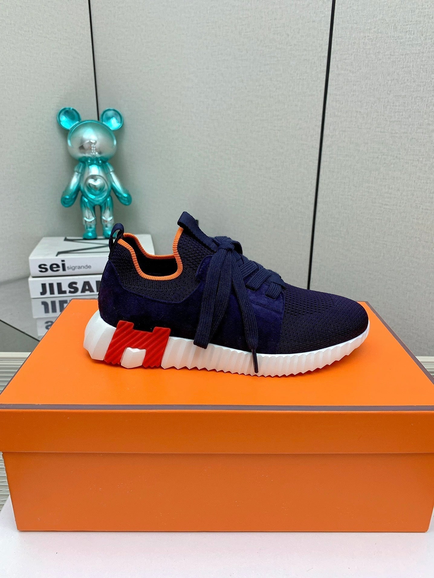 HM Depart Slip-on Sneaker In Navy Blue Woven Fabric 106330