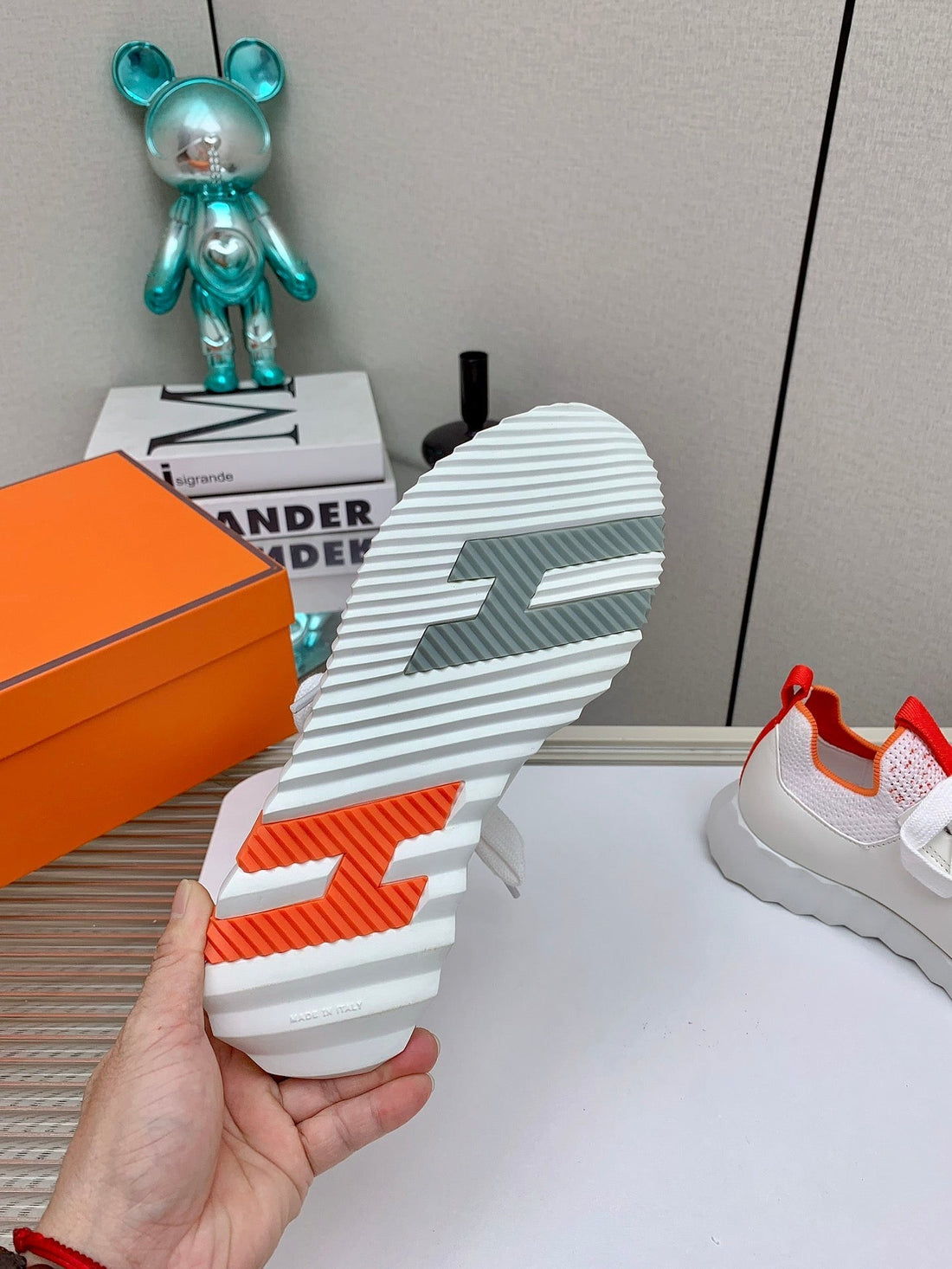 HM Depart Slip-on Sneaker In Red Omber White Woven Fabric 106334