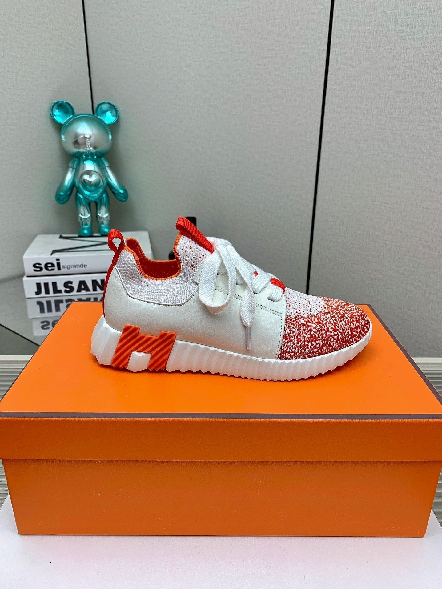 HM Depart Slip-on Sneaker In Red Omber White Woven Fabric 106334