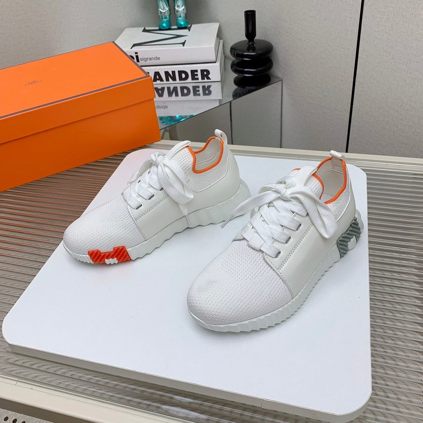 HM Depart Slip-on Sneaker In White Woven Fabric 106333