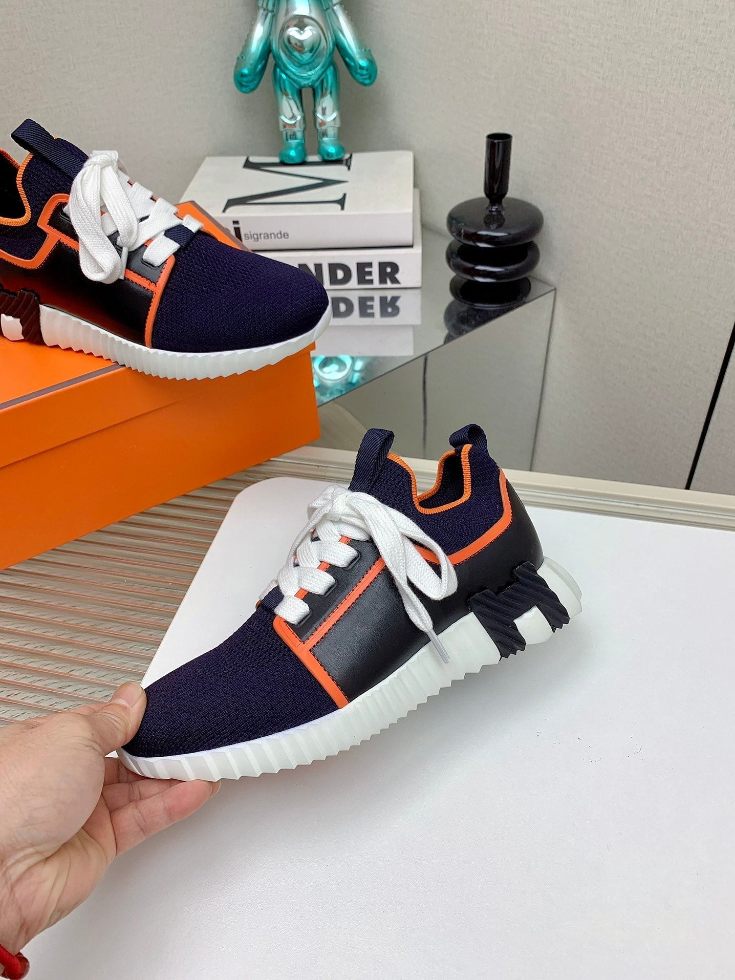 HM Depart Slip-on Sneaker In Dark Navy Blue Woven Fabric 106337