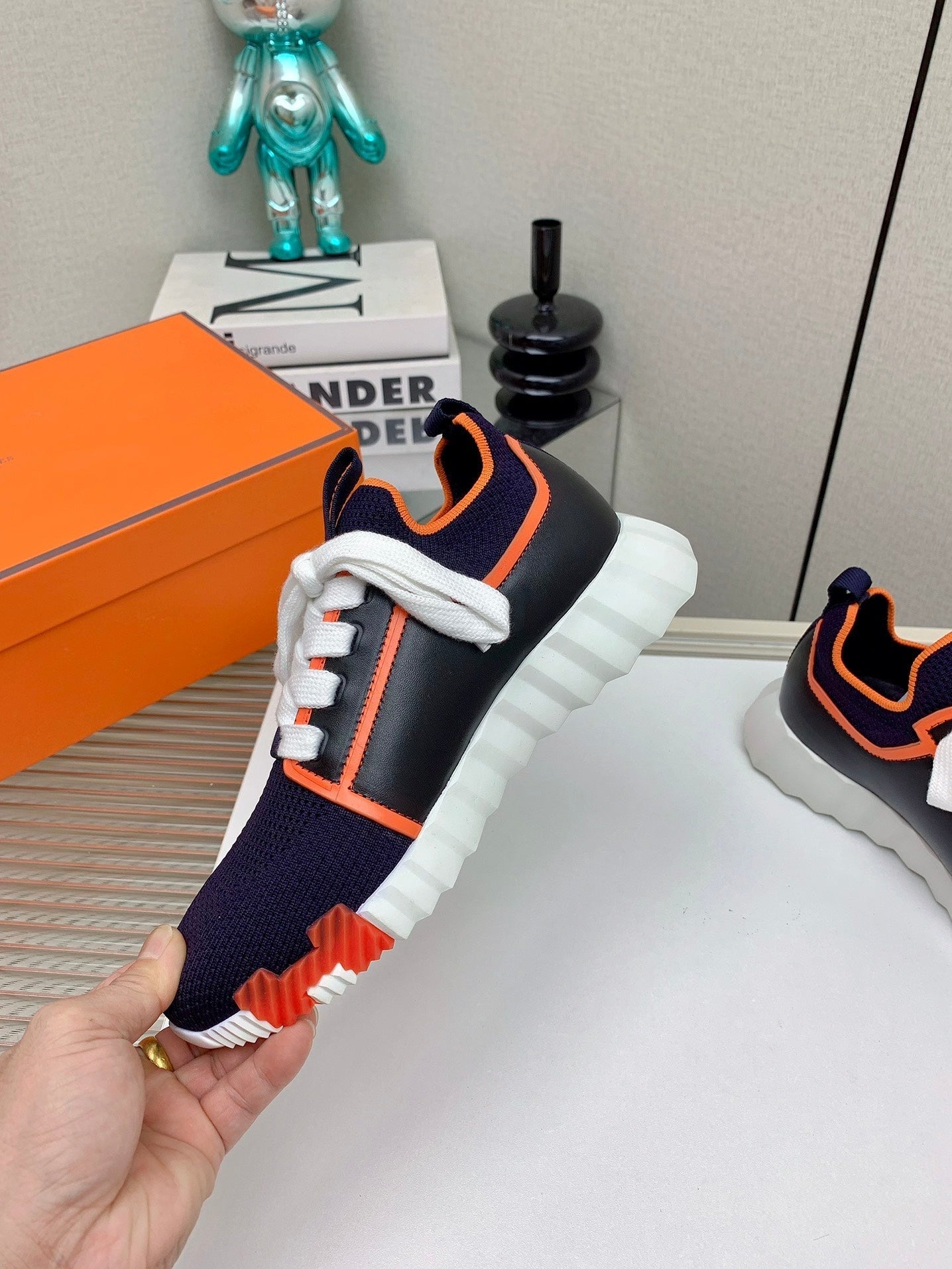 HM Depart Slip-on Sneaker In Dark Navy Blue Woven Fabric 106337