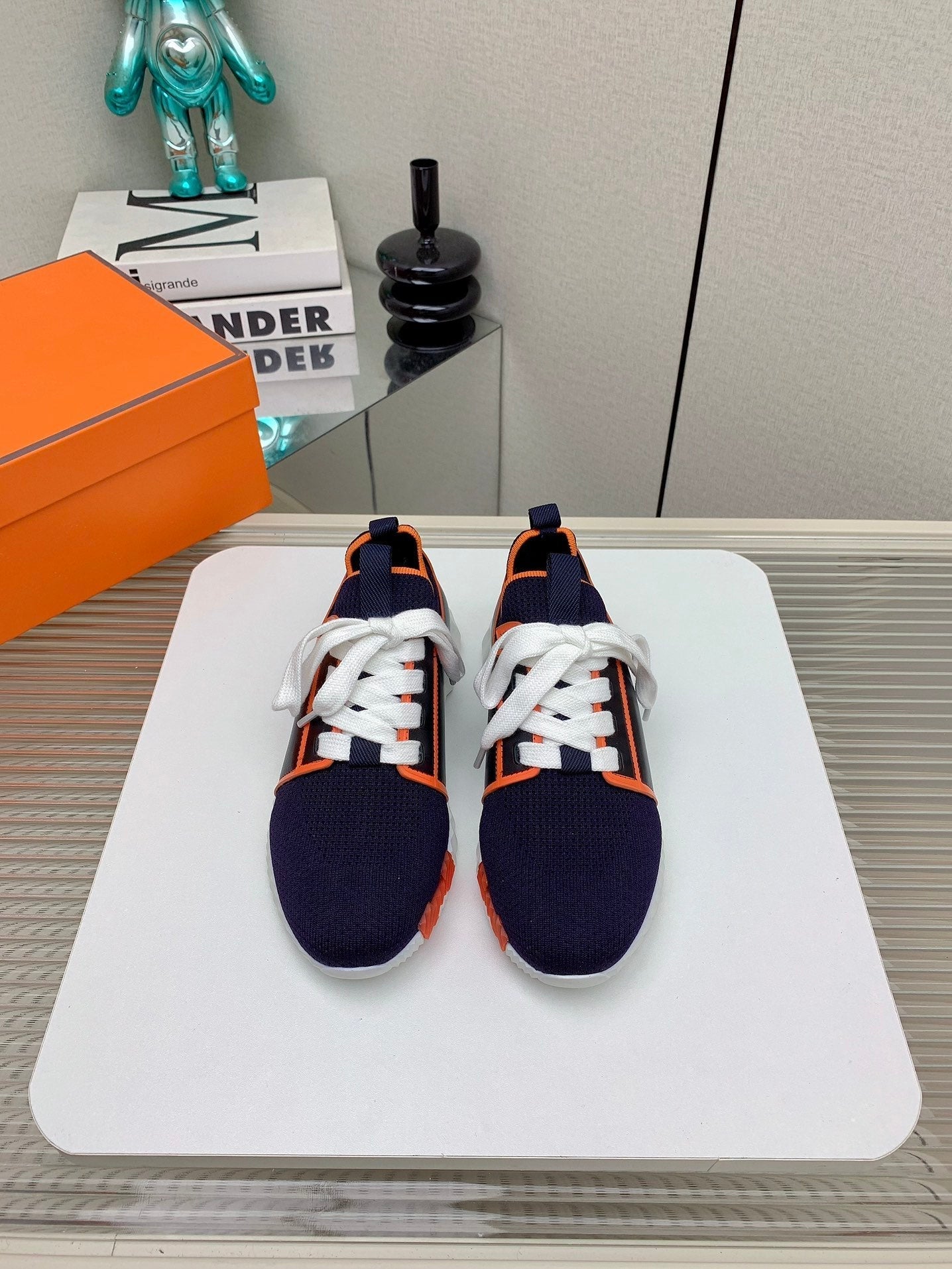 HM Depart Slip-on Sneaker In Dark Navy Blue Woven Fabric 106337