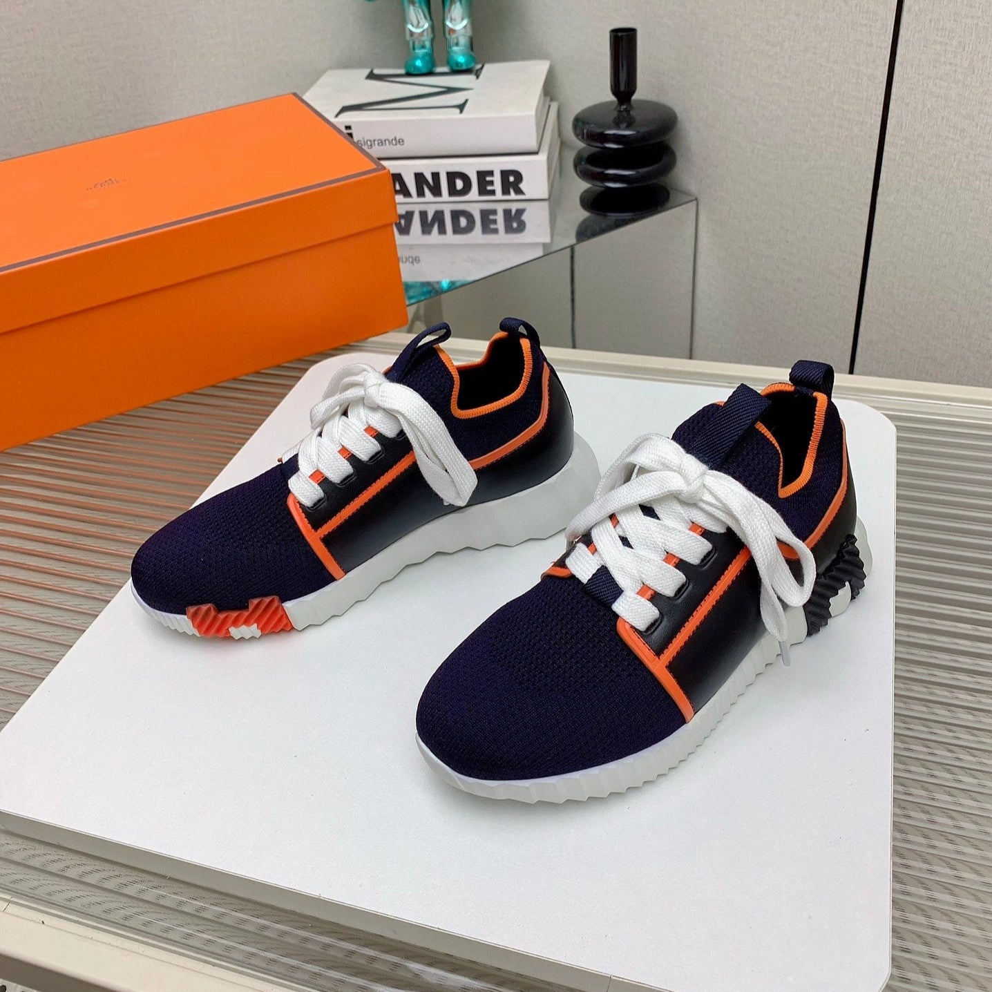 HM Depart Slip-on Sneaker In Dark Navy Blue Woven Fabric 106337