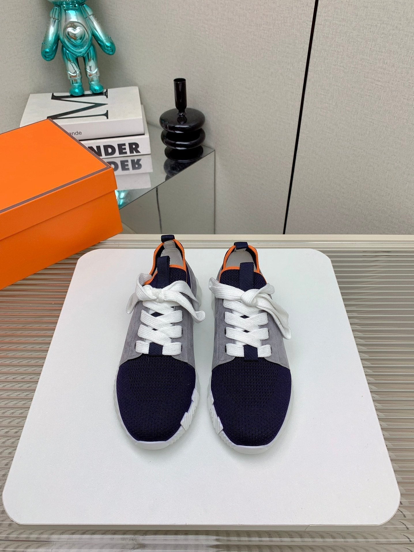 HM Depart Slip-on Sneaker In Dark Navy Blue Woven Fabric 106336