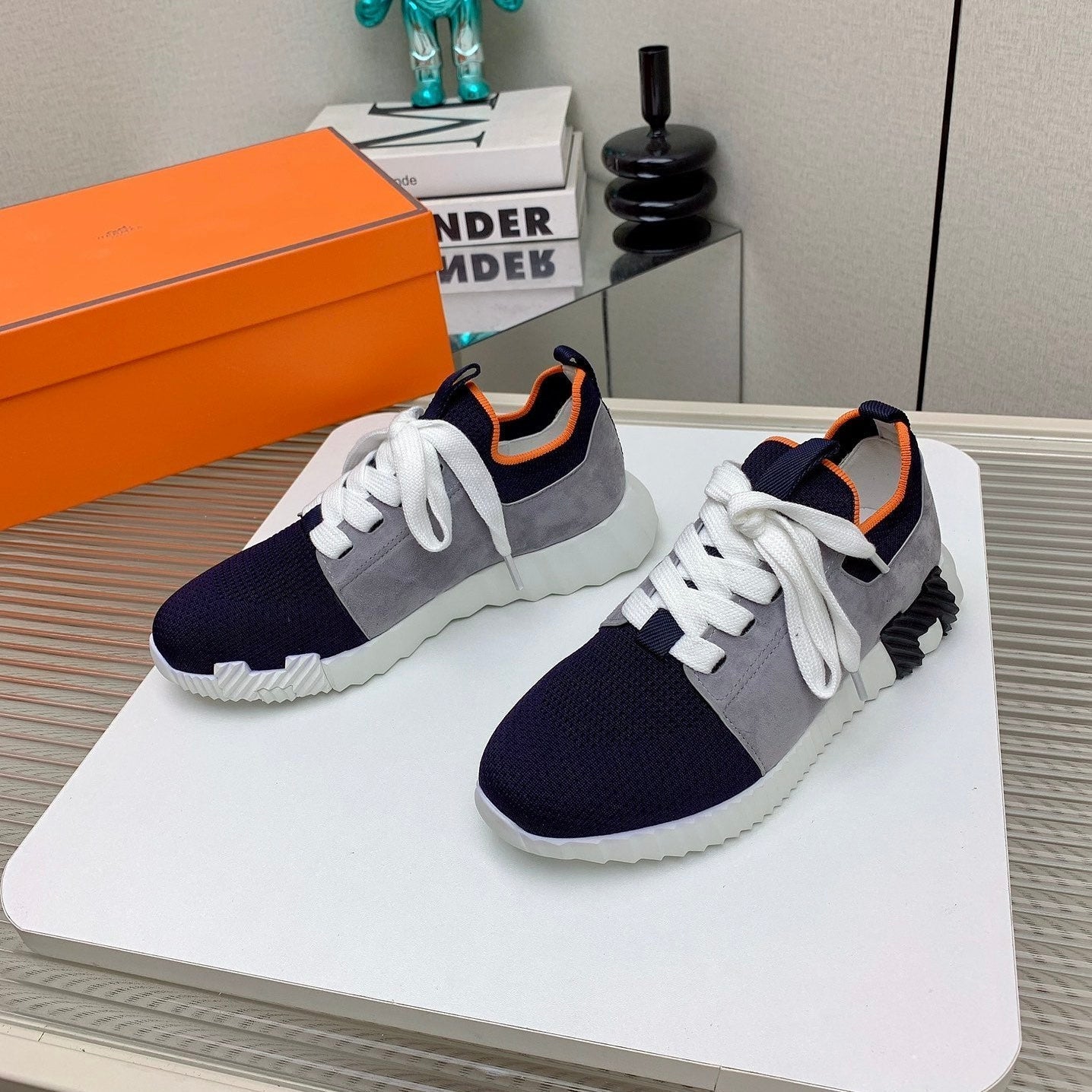 HM Depart Slip-on Sneaker In Dark Navy Blue Woven Fabric 106336