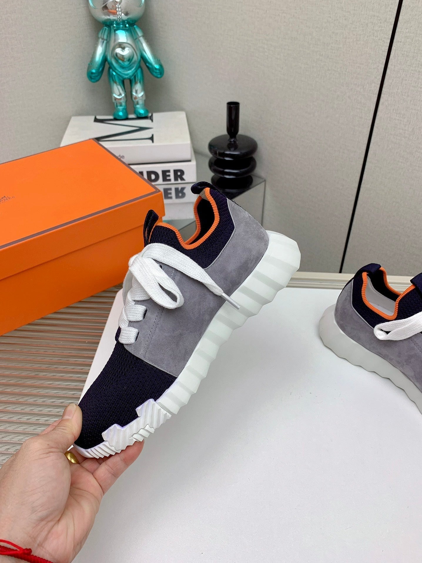 HM Depart Slip-on Sneaker In Dark Navy Blue Woven Fabric 106336