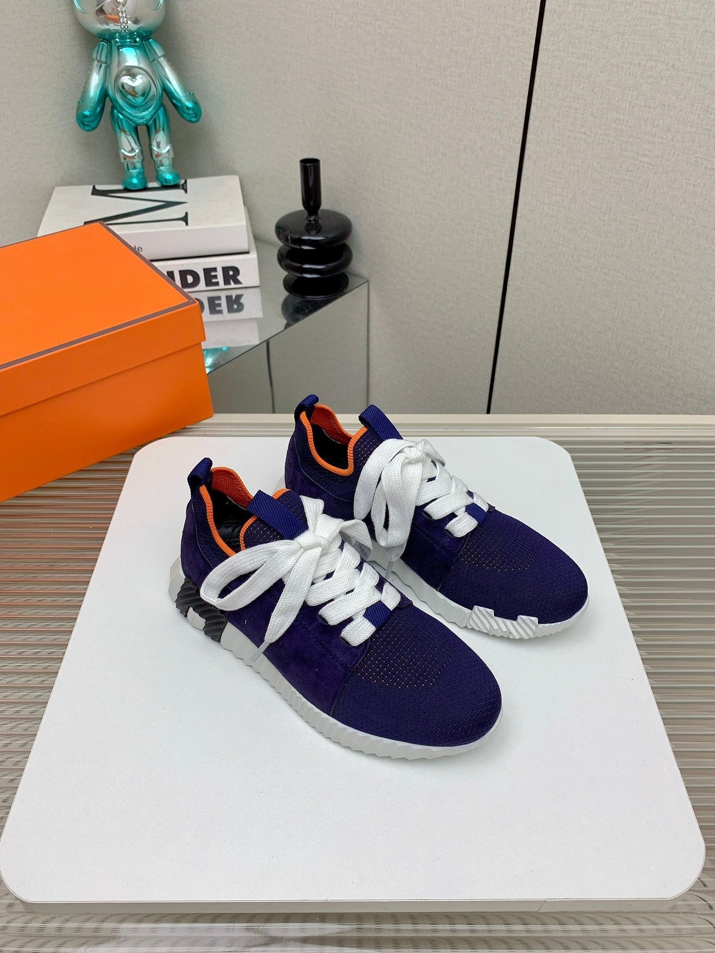 HM Depart Slip-on Sneaker In Navy Blue Woven Fabric 106325