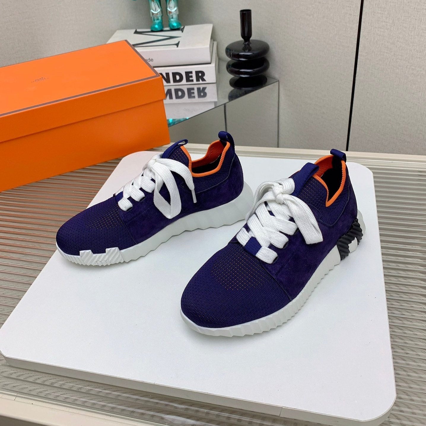 HM Depart Slip-on Sneaker In Navy Blue Woven Fabric 106325