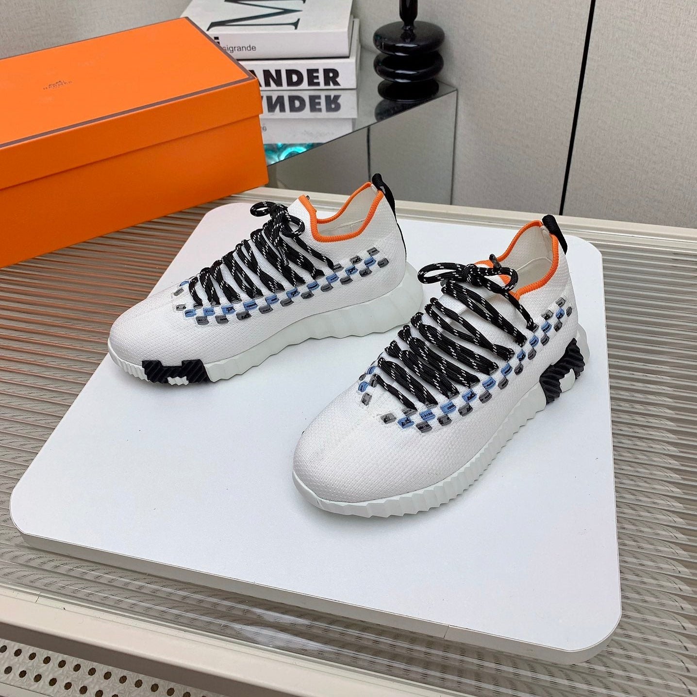 HM Flex slip-on sneaker In White Woven Fabric 106319