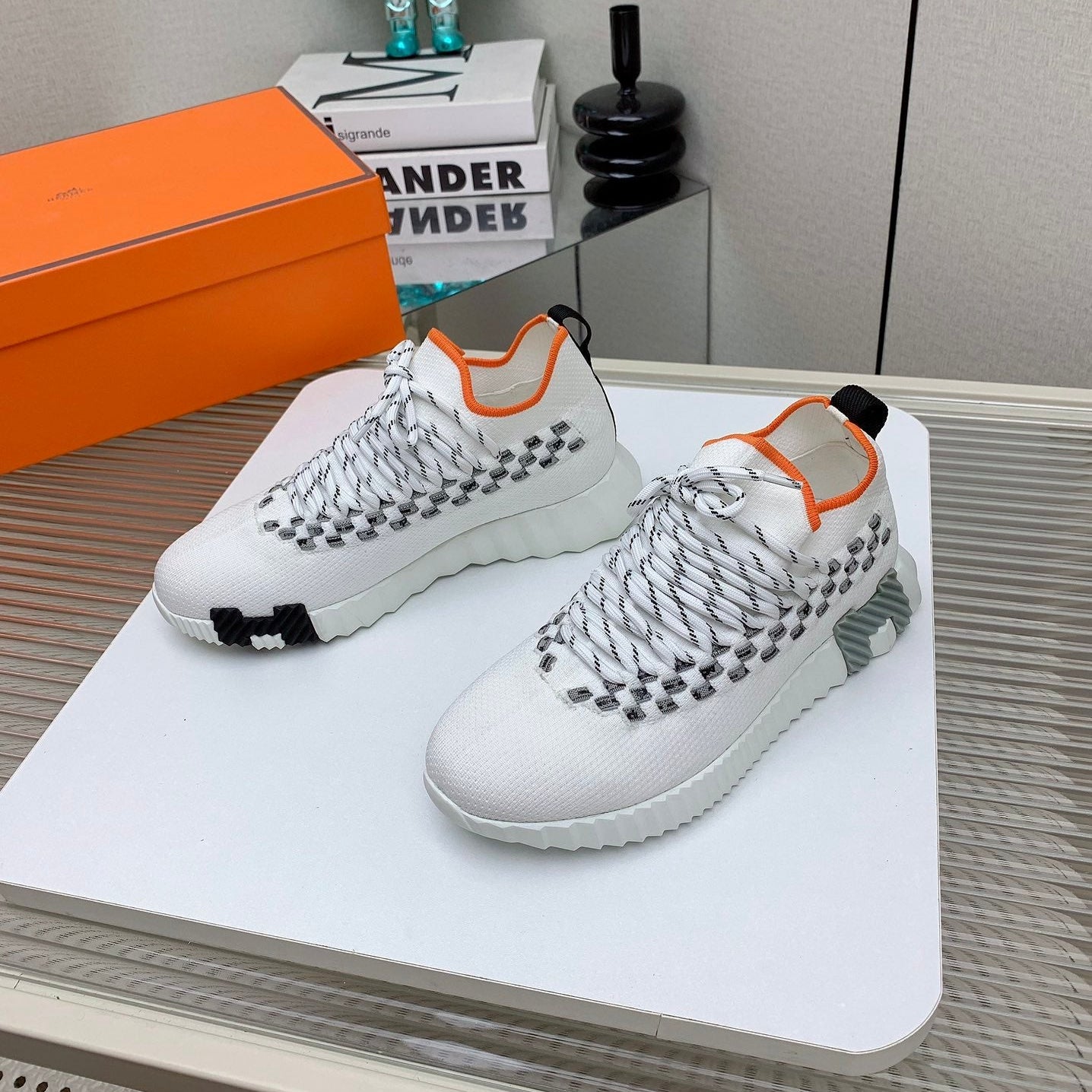 HM Flex slip-on sneaker In White Woven Fabric 106317