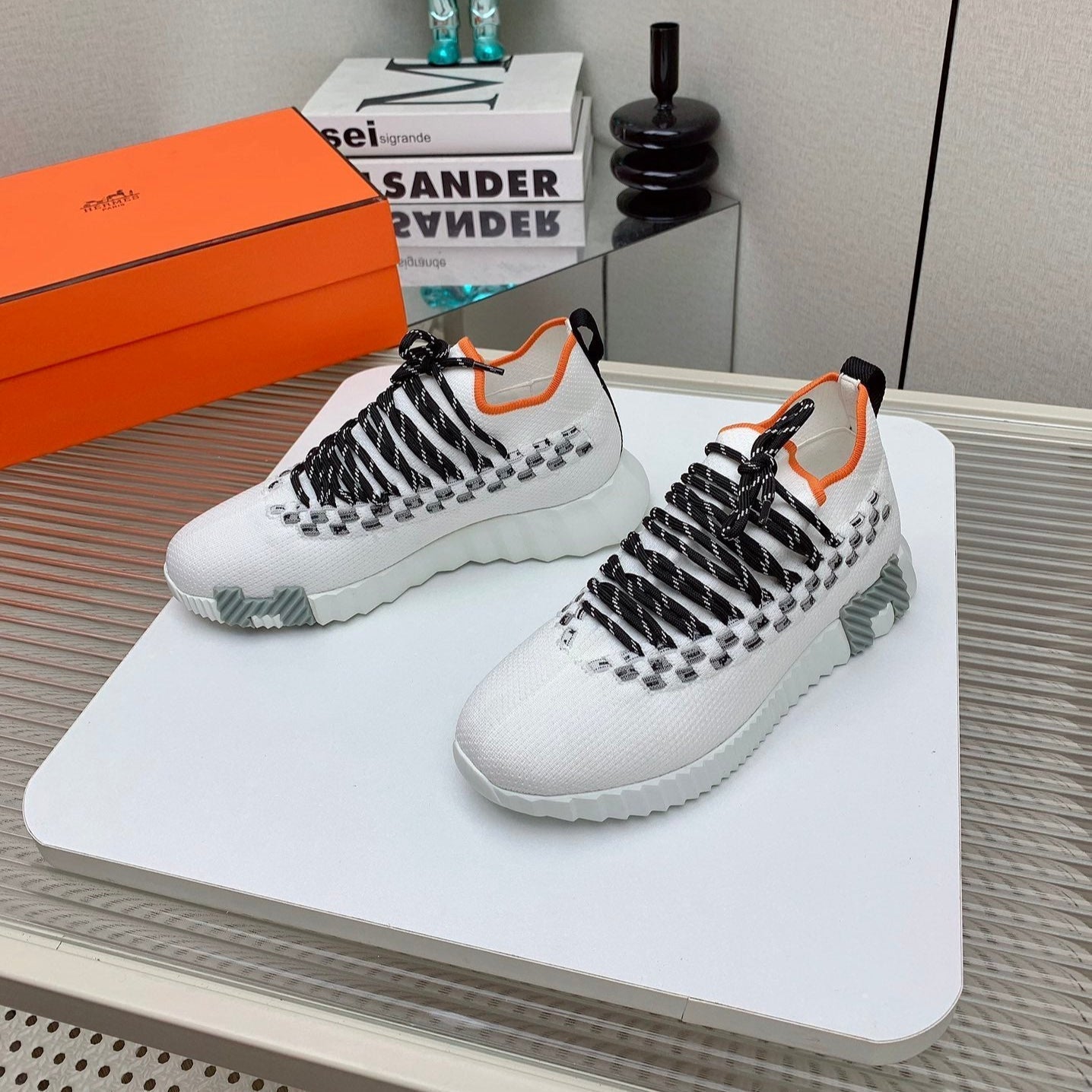 HM Flex slip-on sneaker In White Woven Fabric 106315