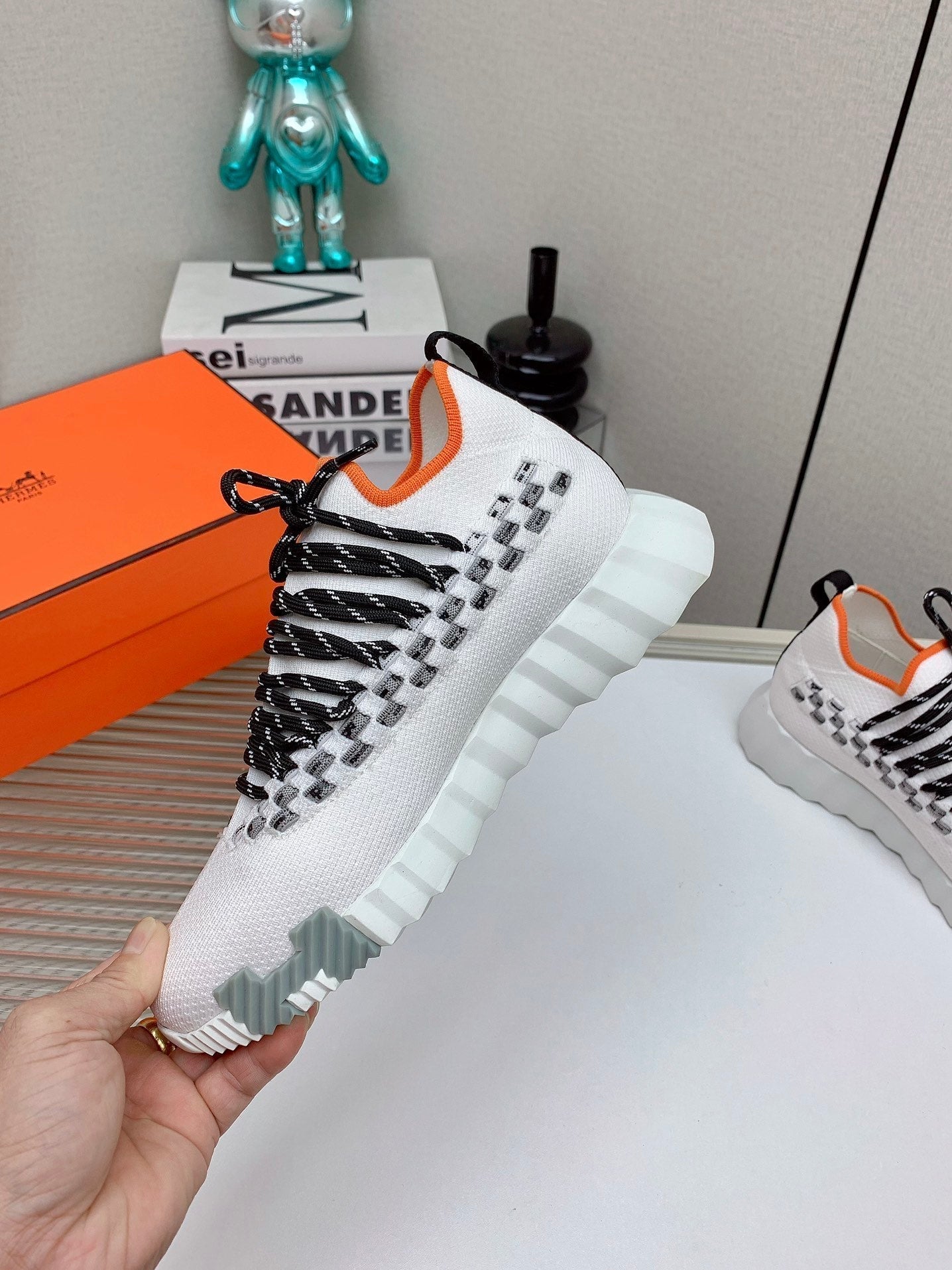 HM Flex slip-on sneaker In White Woven Fabric 106315