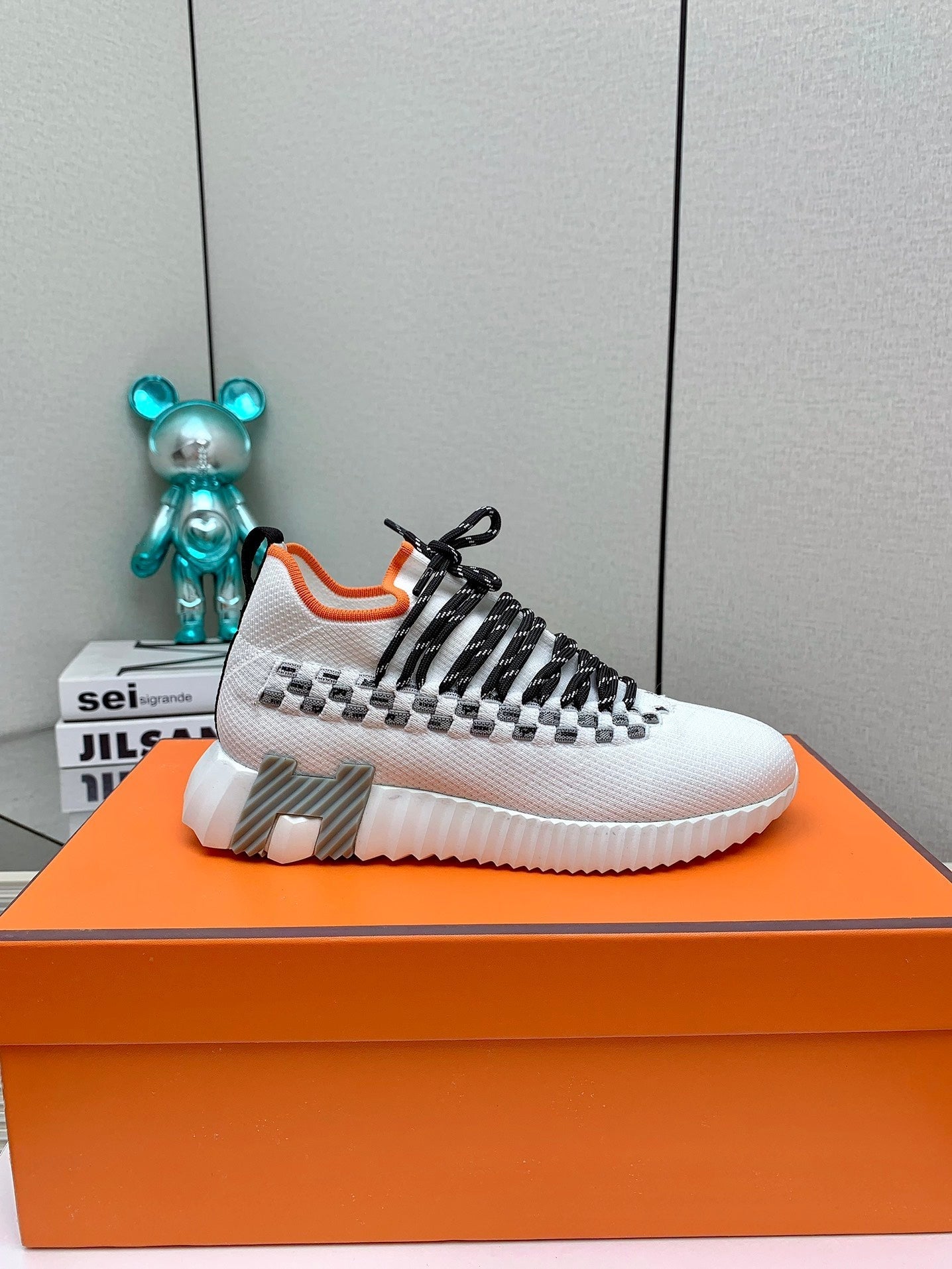 HM Flex slip-on sneaker In White Woven Fabric 106315