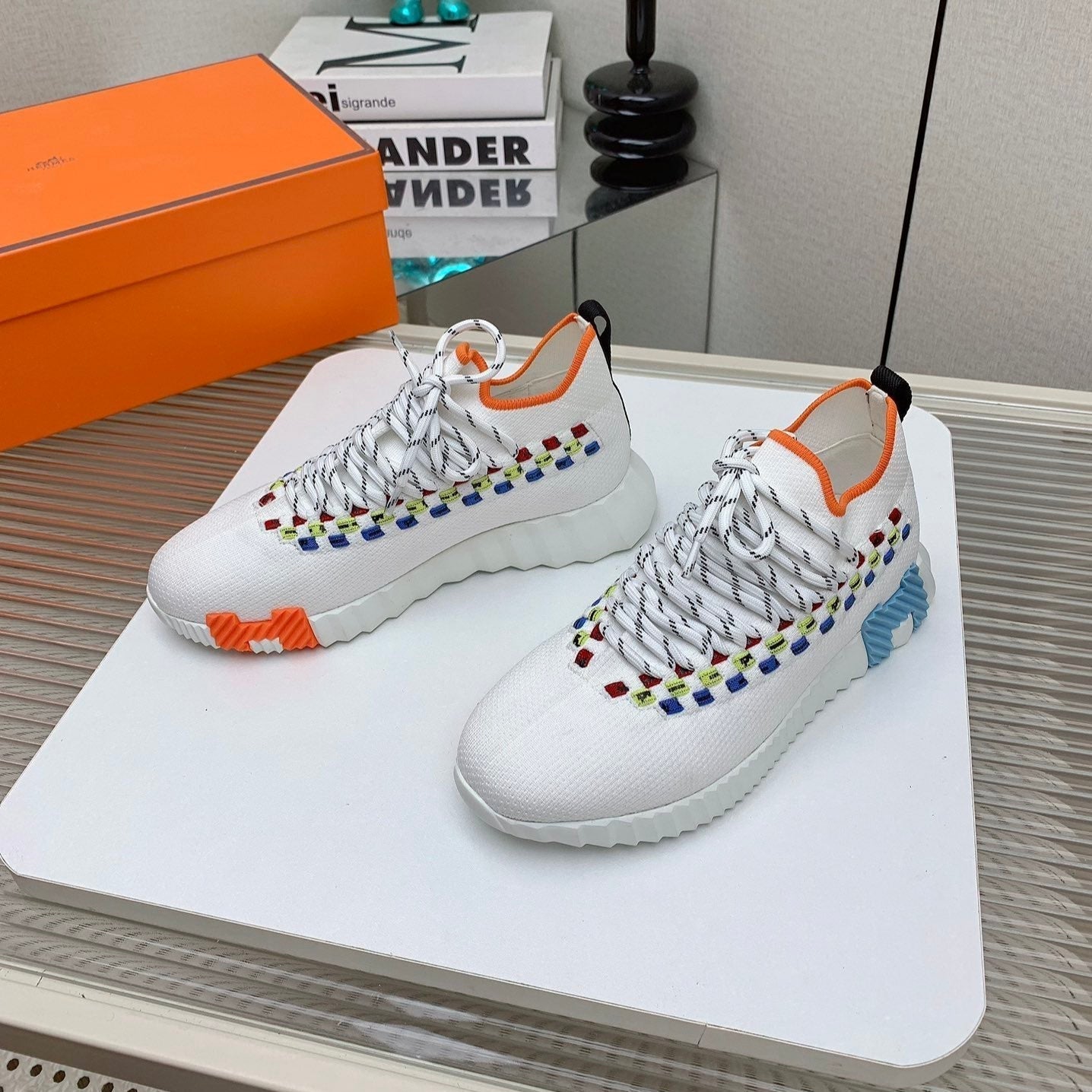 HM Flex slip-on sneaker In White Woven Fabric 106314