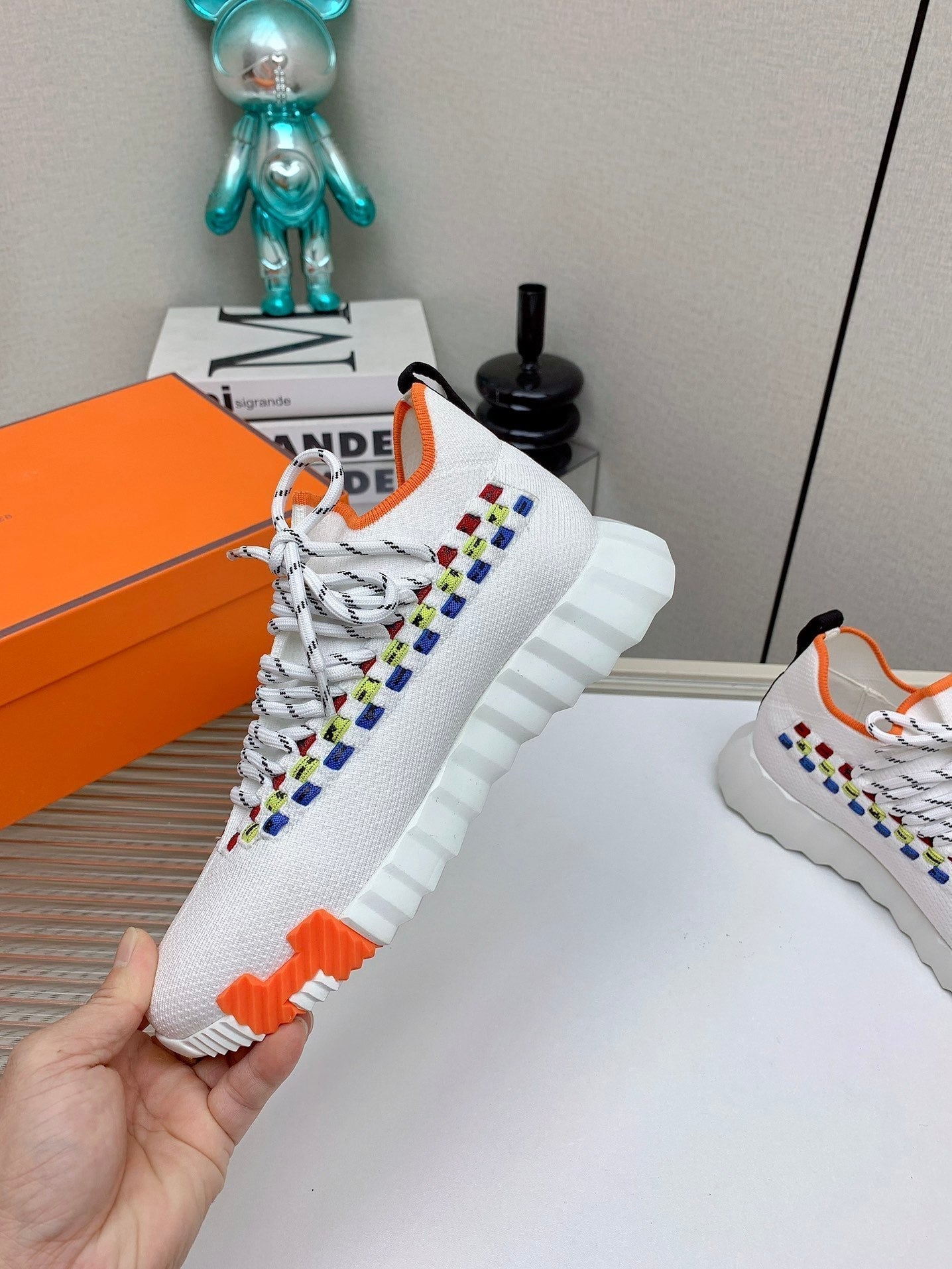 HM Flex slip-on sneaker In White Woven Fabric 106314