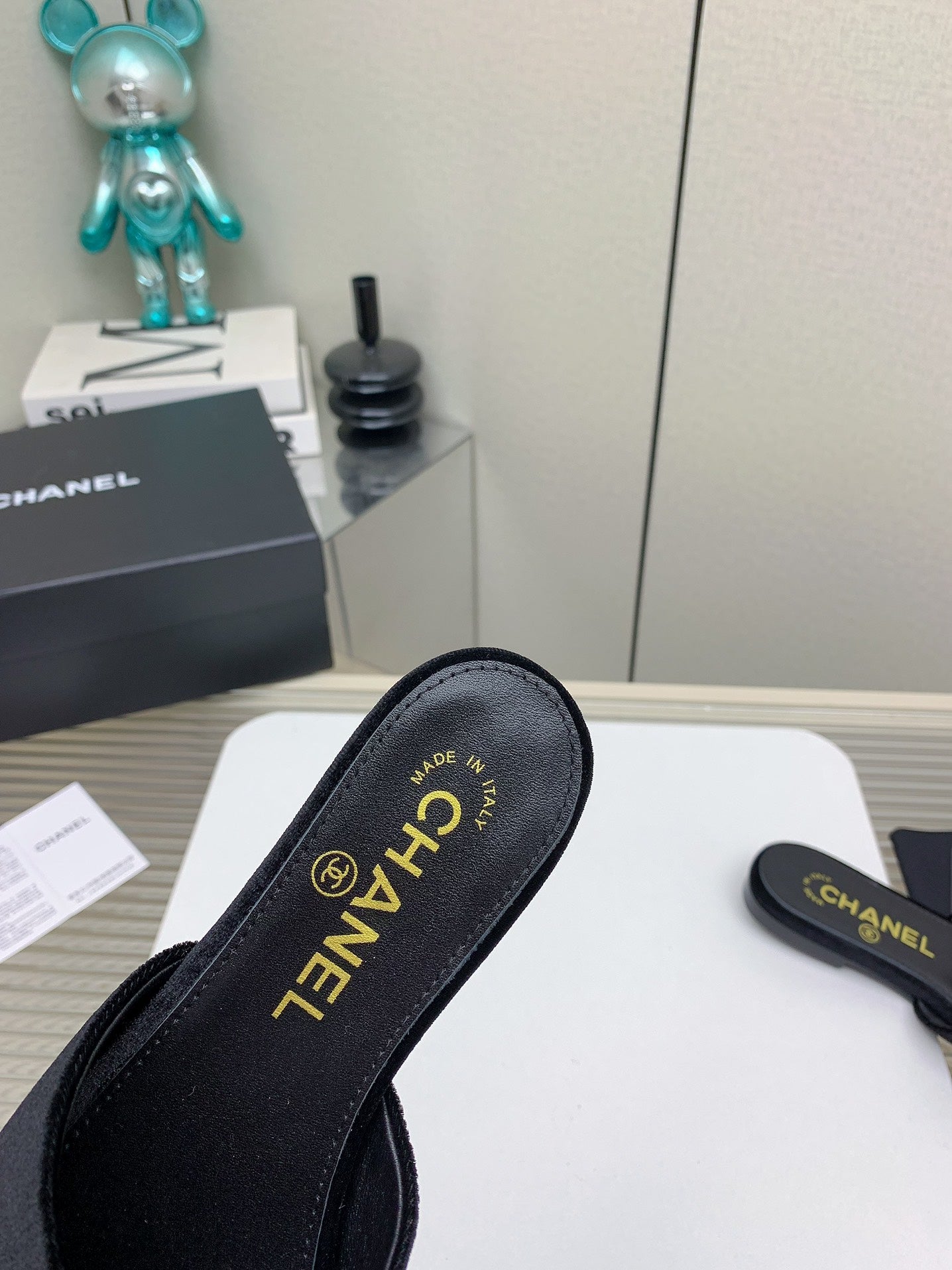 CC Slippers In Black Velvet 148986