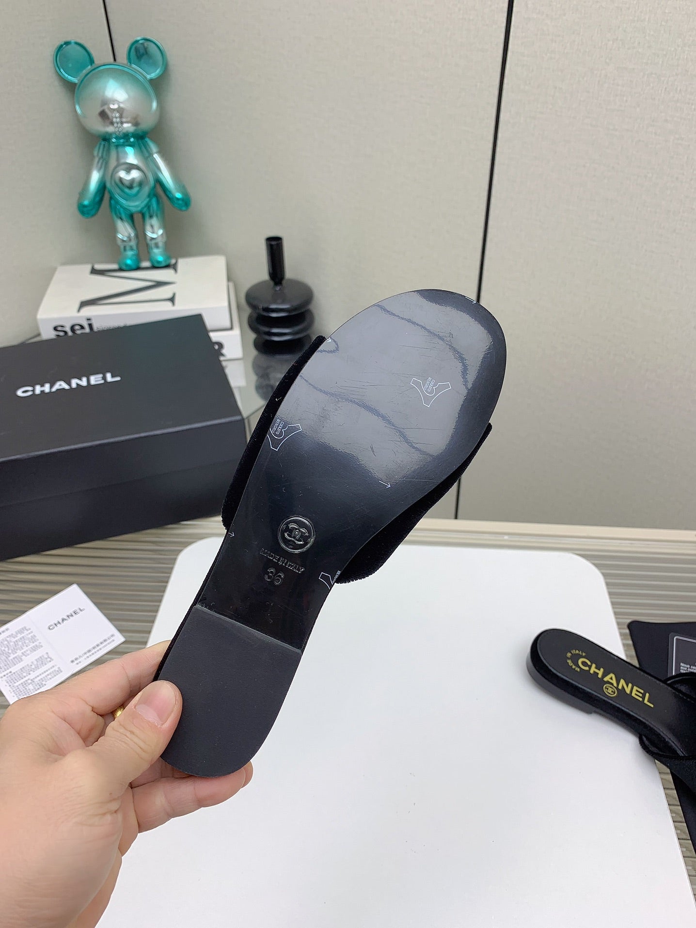 CC Slippers In Black Velvet 148986